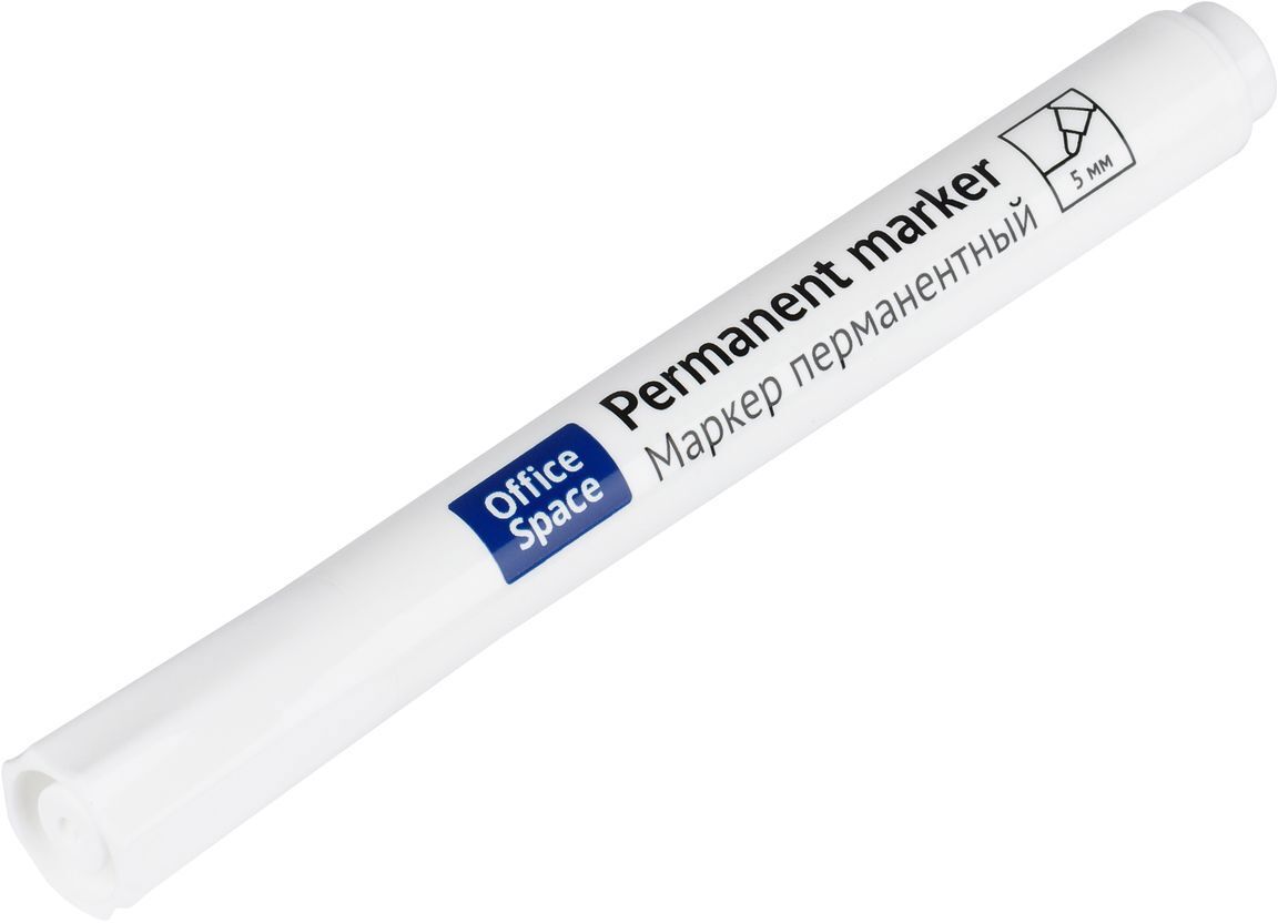 Изображение товара Перманентный маркер Office Space белого цвета 5 мм для различных поверхностей