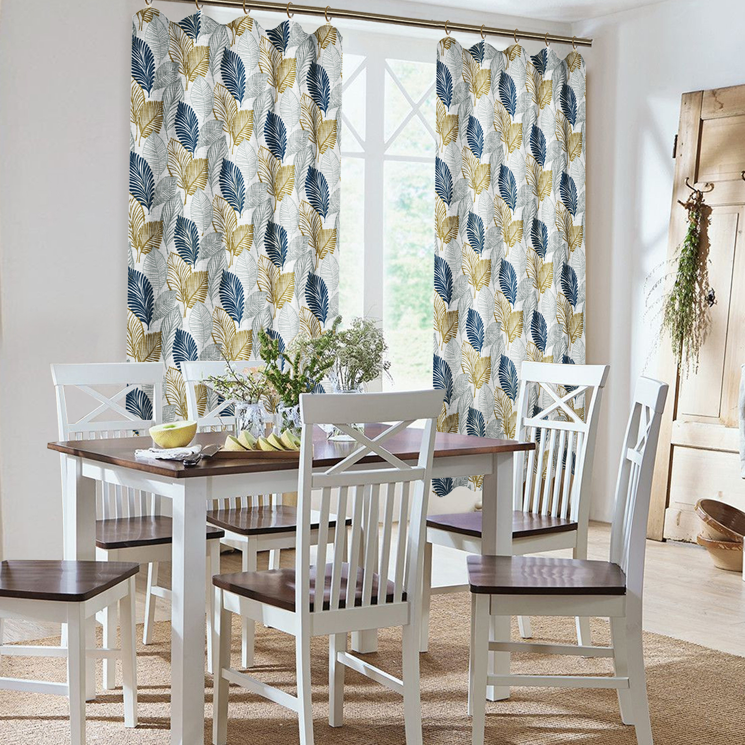 Изображение товара Штора для кухни на ленте Листья 145x180 см хлопок разноцветная стиль"шарм"