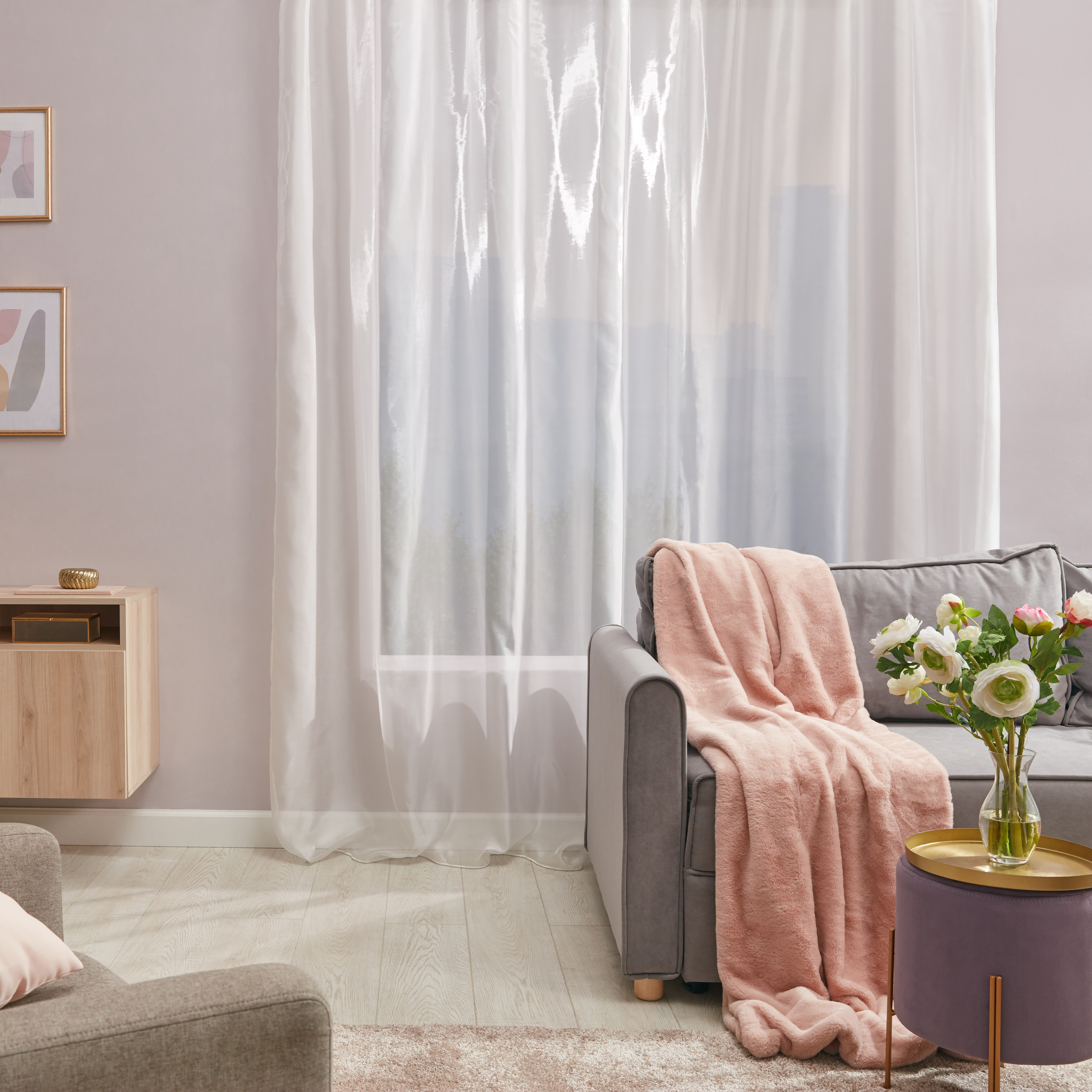 Изображение товара Тюль на ленте Inspire 300х280 см вуаль экрю для кухни и гостиной