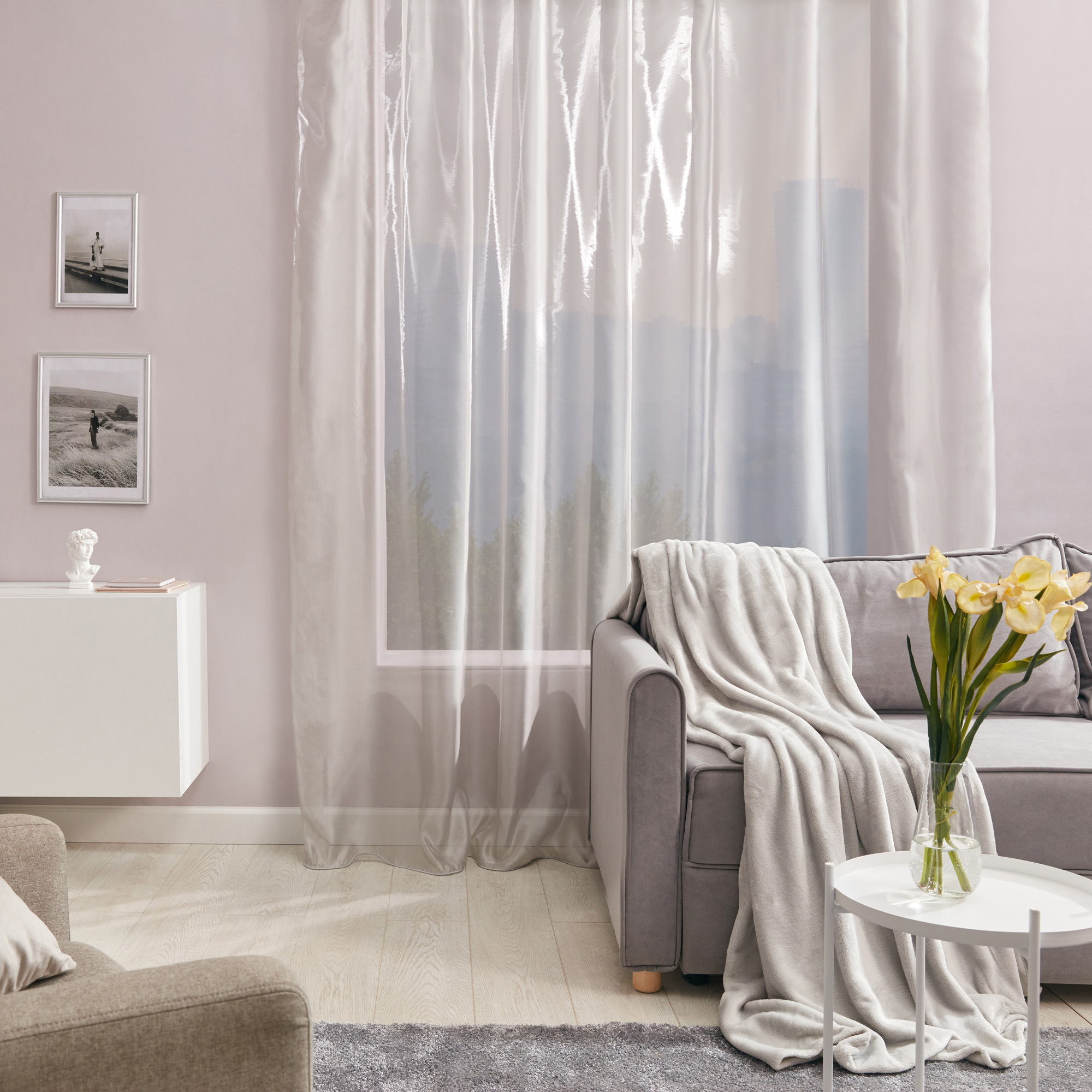 Изображение товара Тюль на ленте Inspire 300x280 см серебро готовое к использованию