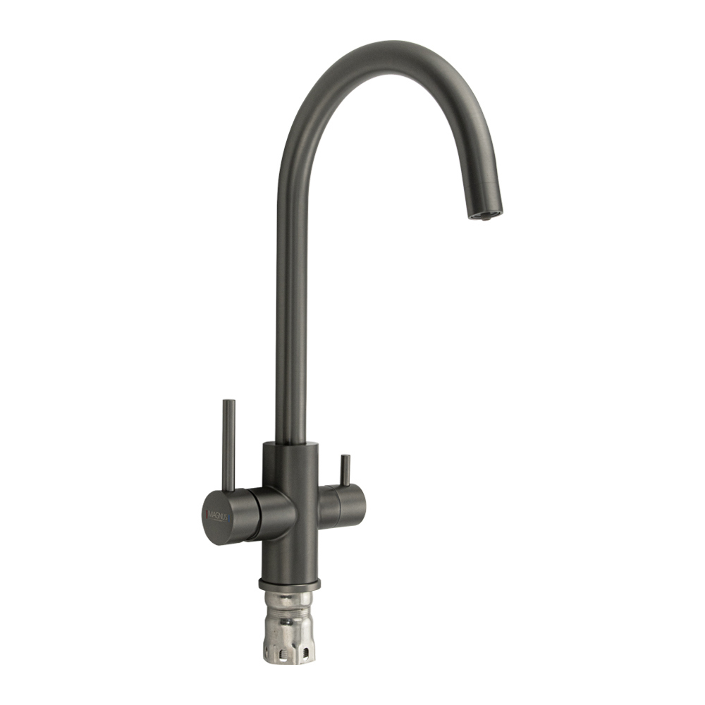 Изображение товара Смеситель кухонный Magnus 9121 однорычажный из нержавеющей стали Графит