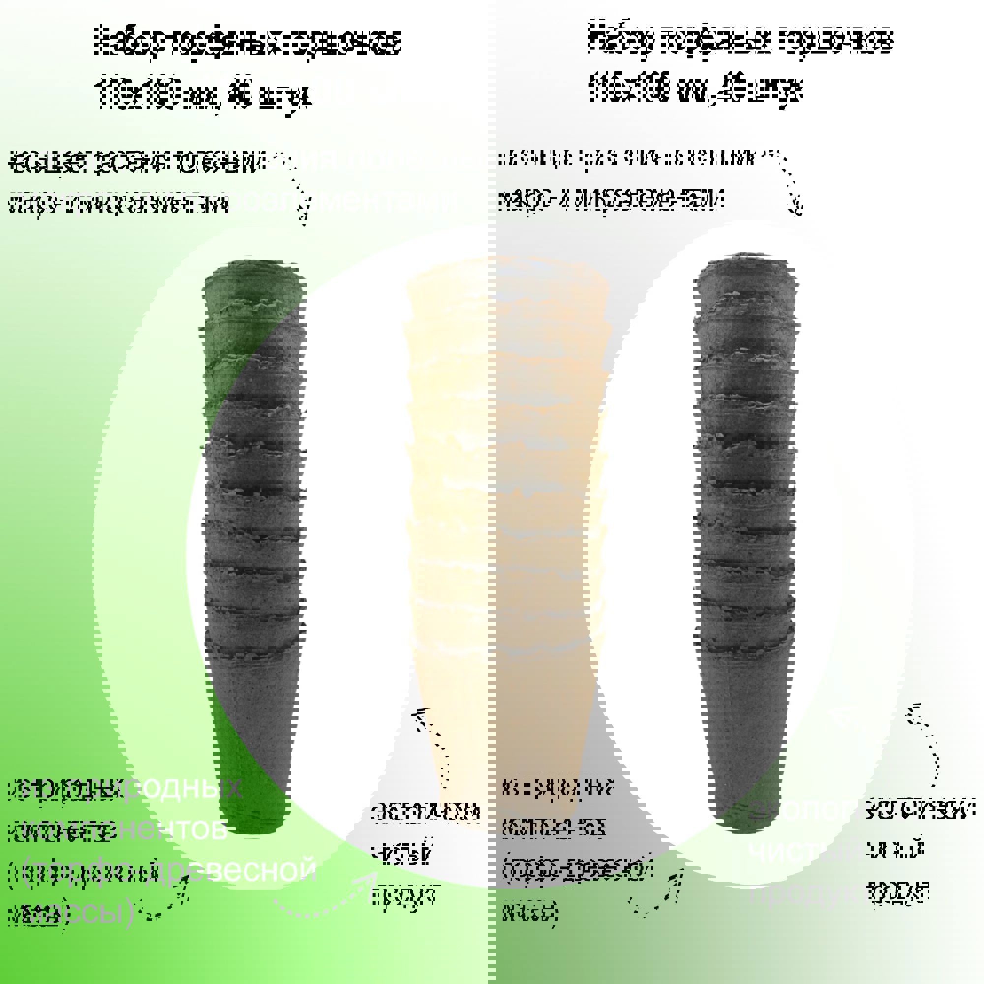 Изображение товара Набор торфяных горшочков Лето 110x100 мм 40 шт