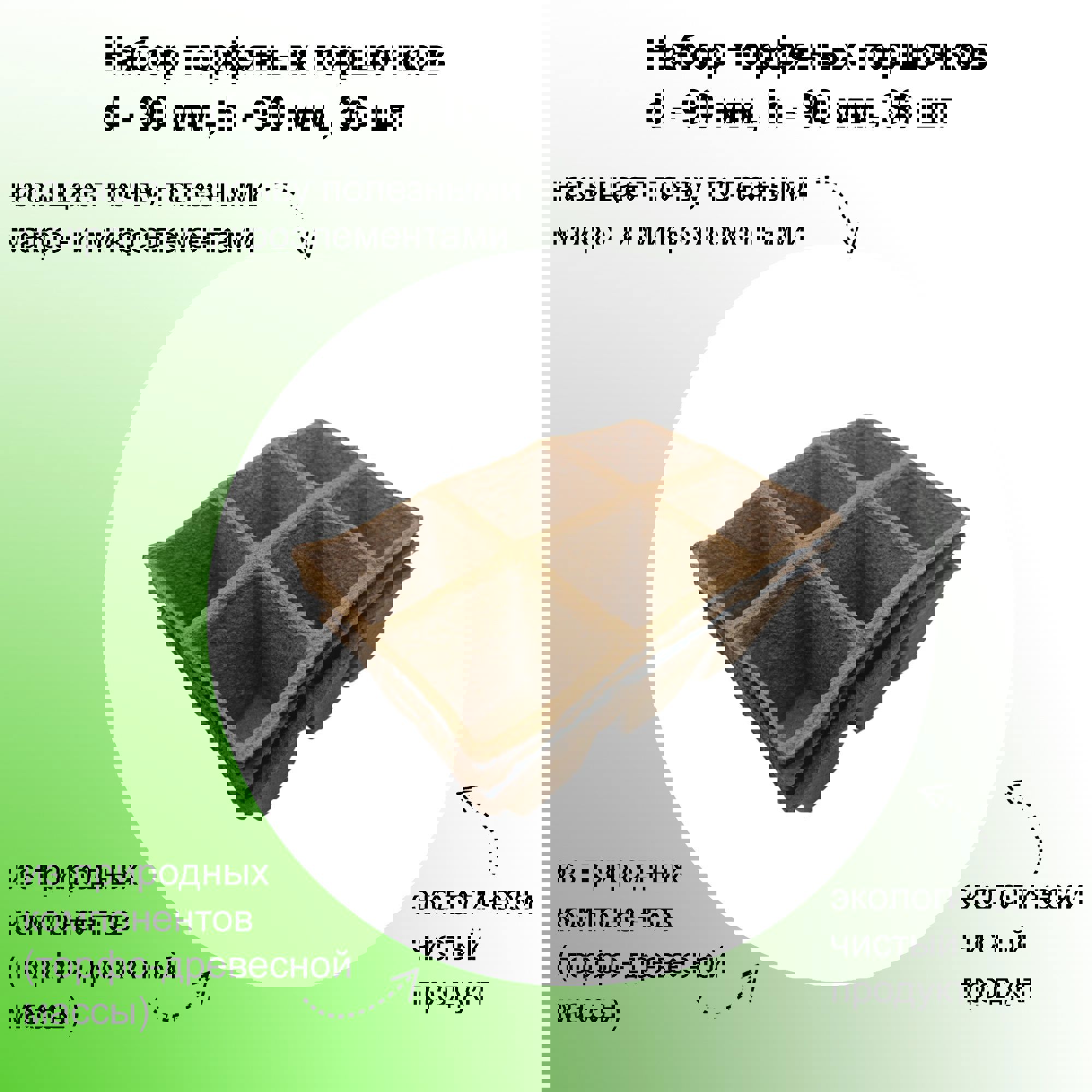Изображение товара Набор торфяных горшочков ЛЕТО 90 мм, 36 шт