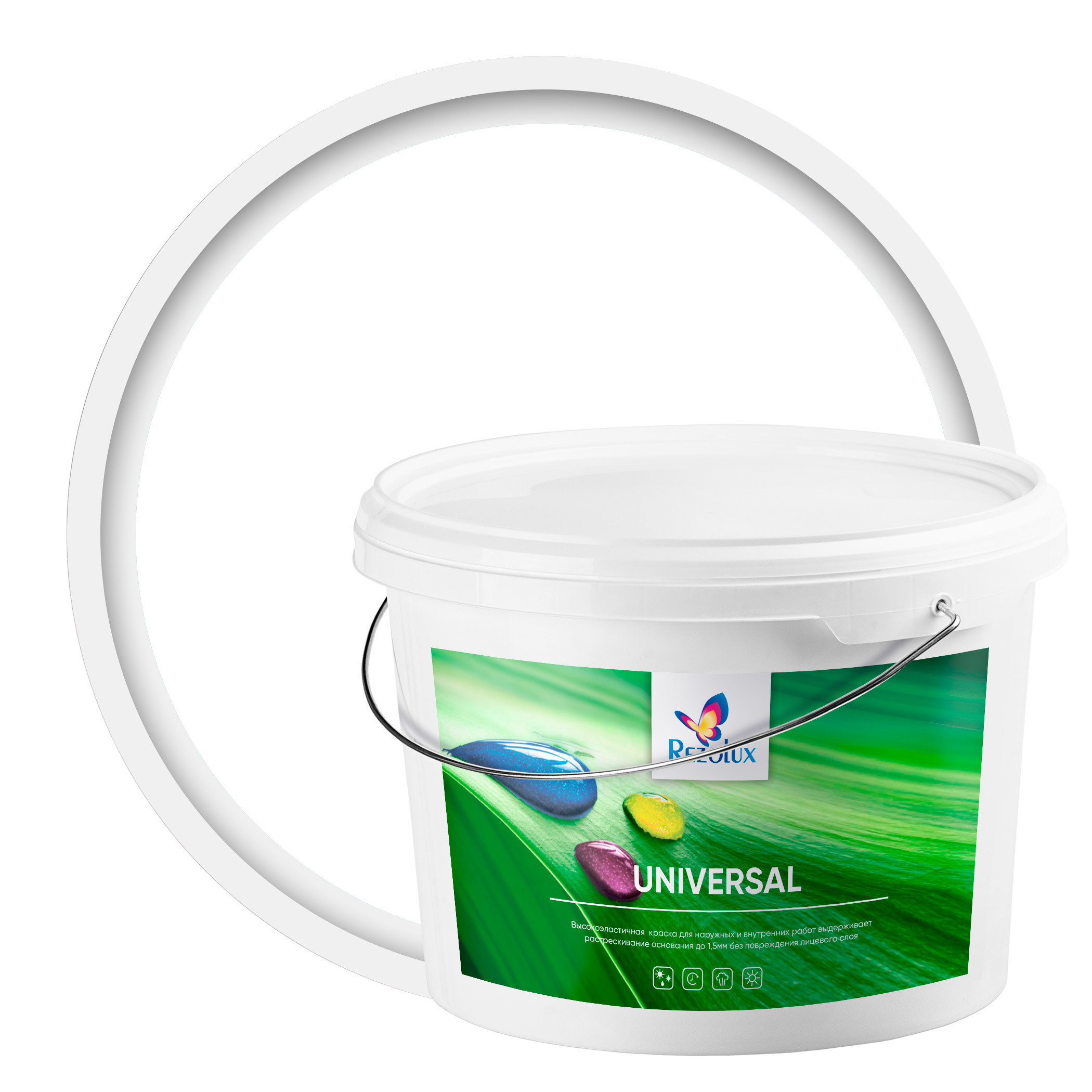 Изображение товара Краска резиновая Rezolux Universal 00000001487 матовая цвет белый 14 кг Изображение товара Краска резиновая Rezolux Universal 00000001487 матовая цвет белый 14 кг
