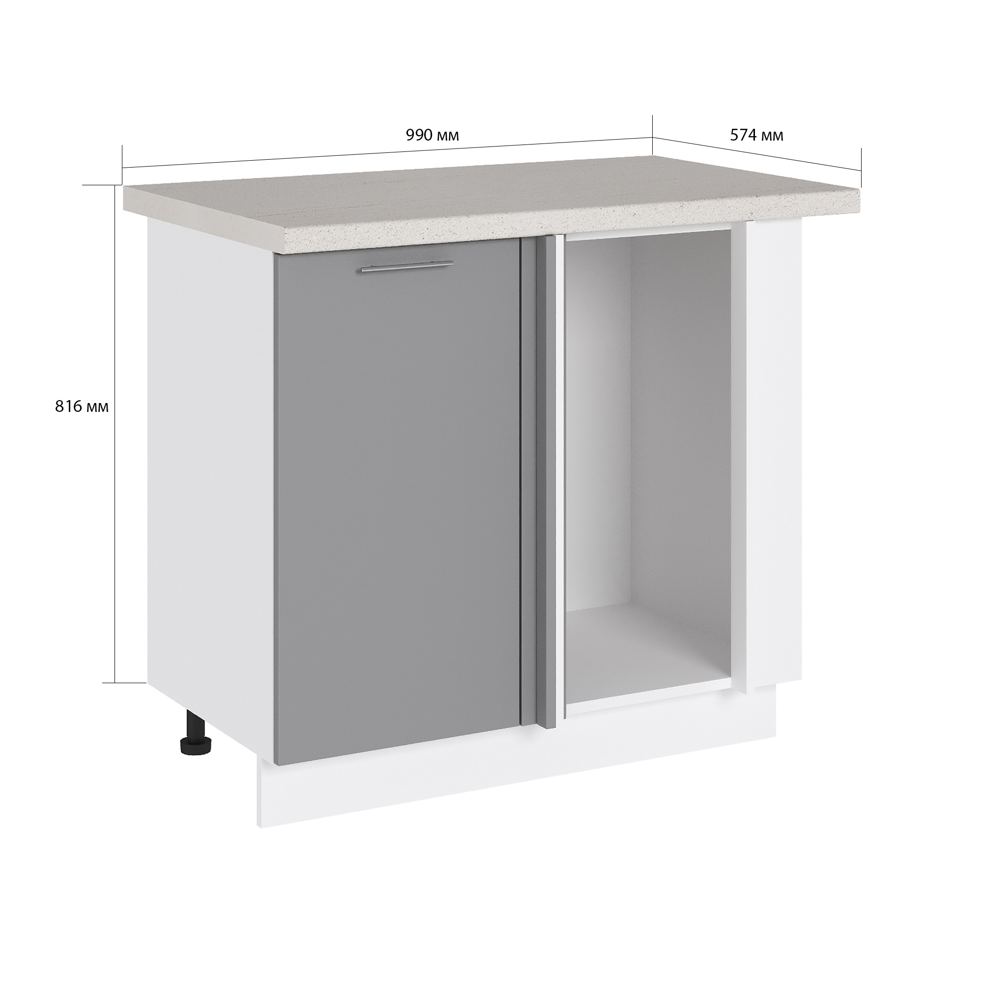 Изображение товара Напольный угловой шкаф Валерия 99x81.6x57.4 см Монблан софт