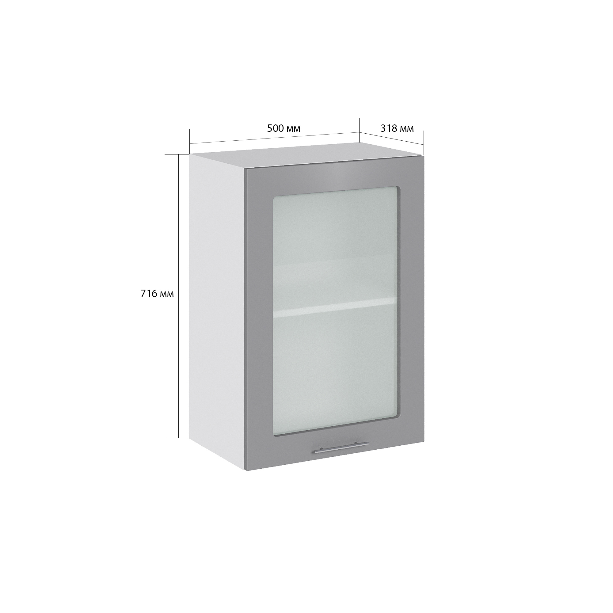 Изображение товара Навесной шкаф со стеклом Валерия 50x71.6x31.8 см белый серый ПВХ Россия