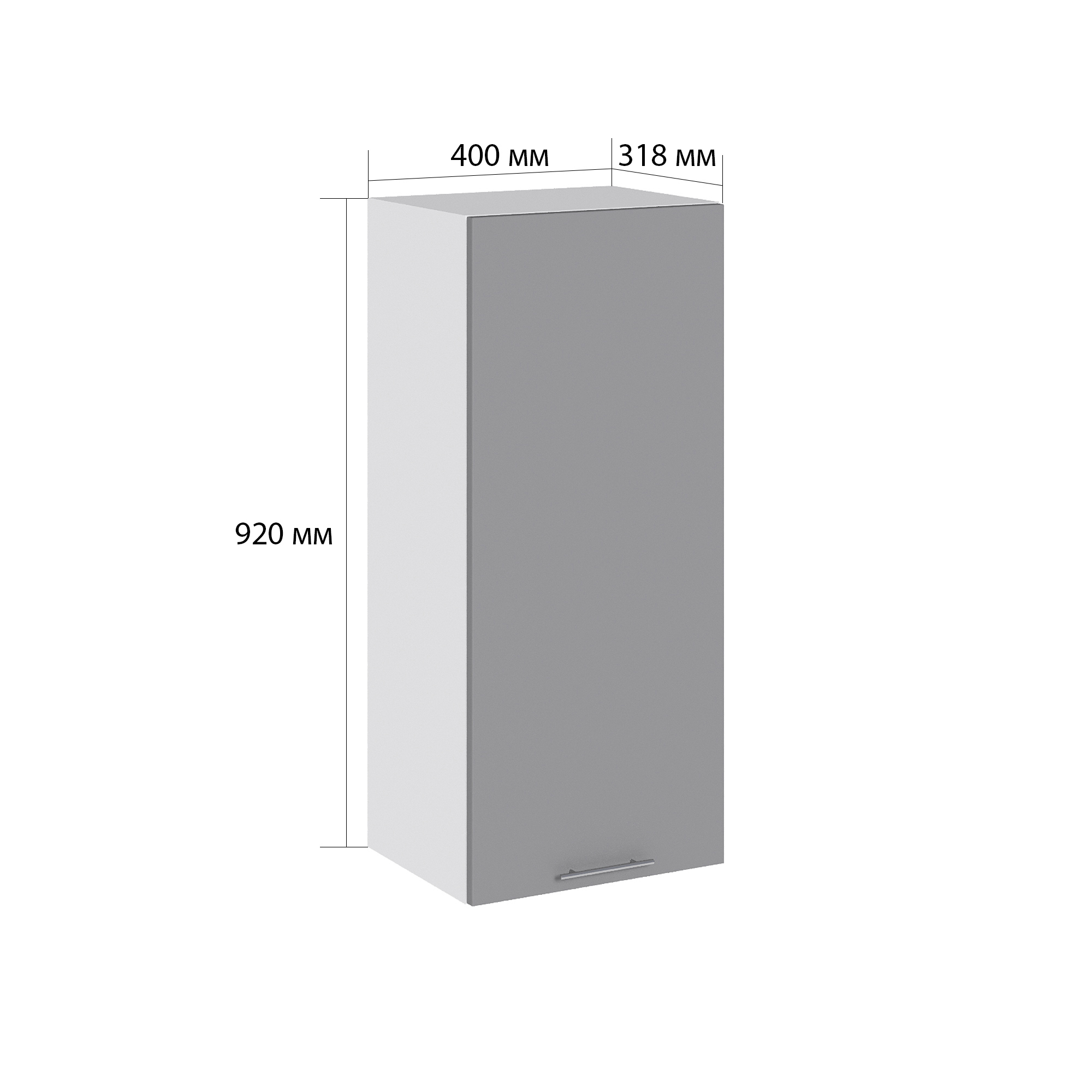 Изображение товара Навесной шкаф Валерия 40x92x31.8 см из ЛДСП и МДФ, серебристый