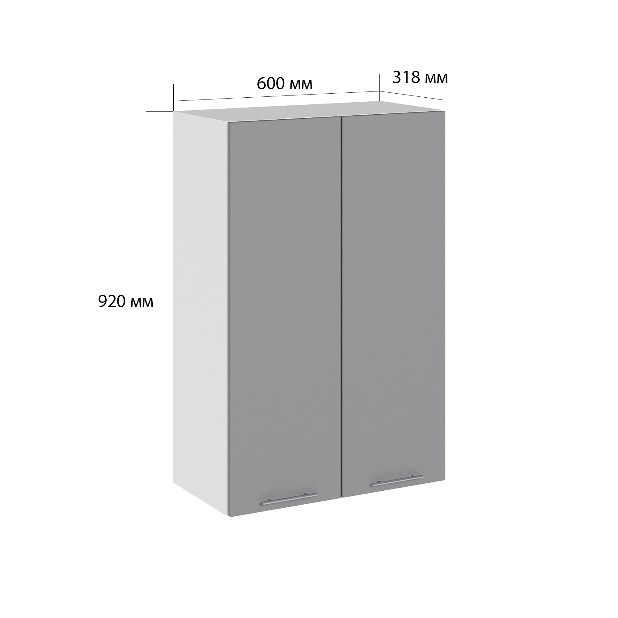 Изображение товара Навесной шкаф Валерия 60x92 см белый с серым фасадом Монблан софт