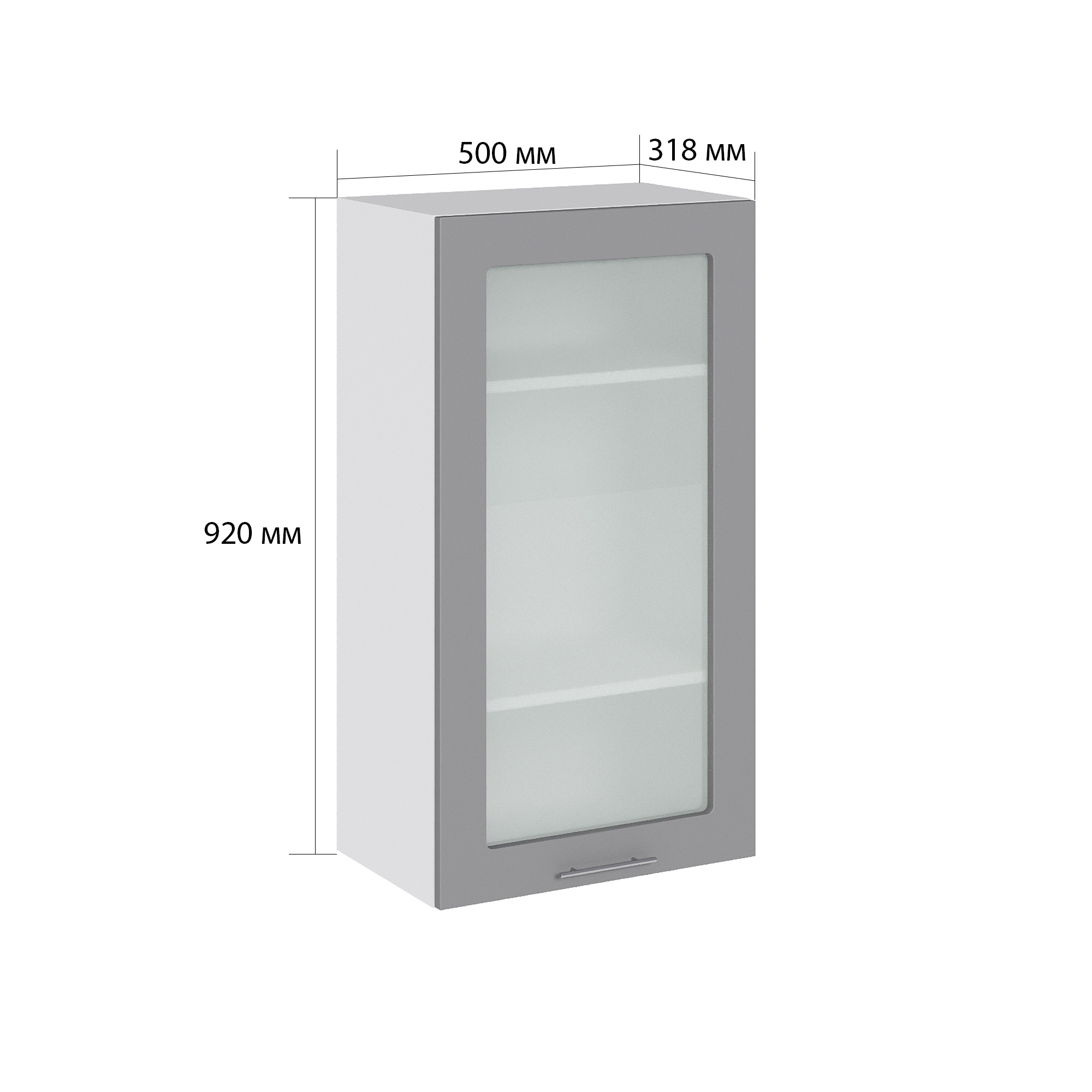 Изображение товара Навесной шкаф Валерия со стеклом 50x92x31.8 см белый/серый Сурская Мебель
