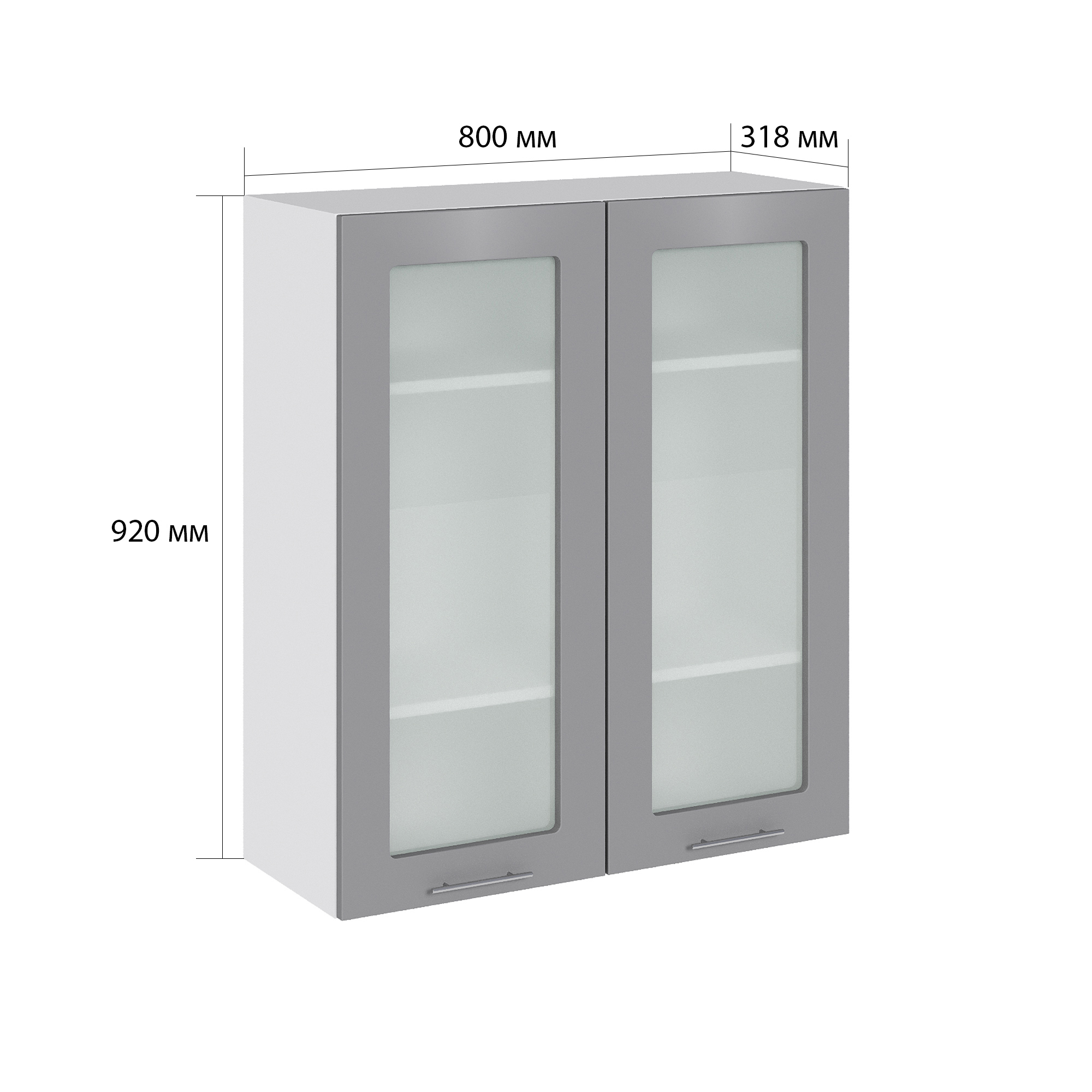 Изображение товара Навесной шкаф со стеклом Валерия 80x92x31.8 см белый серый Россия