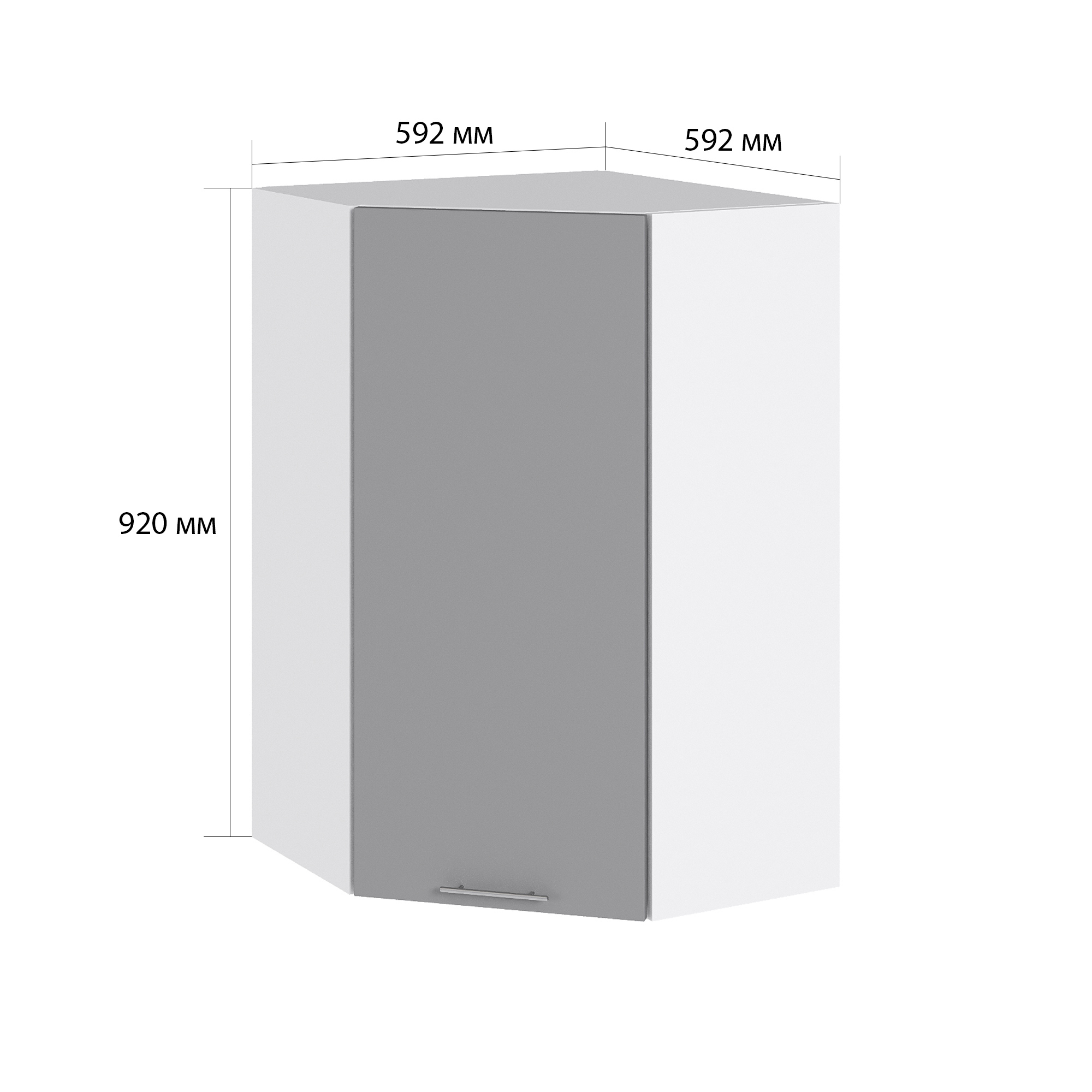 Изображение товара Навесной шкаф угловой Сурская мебель Валерия 59.2x92x59.2 см ЛДСП цвет монблан софт