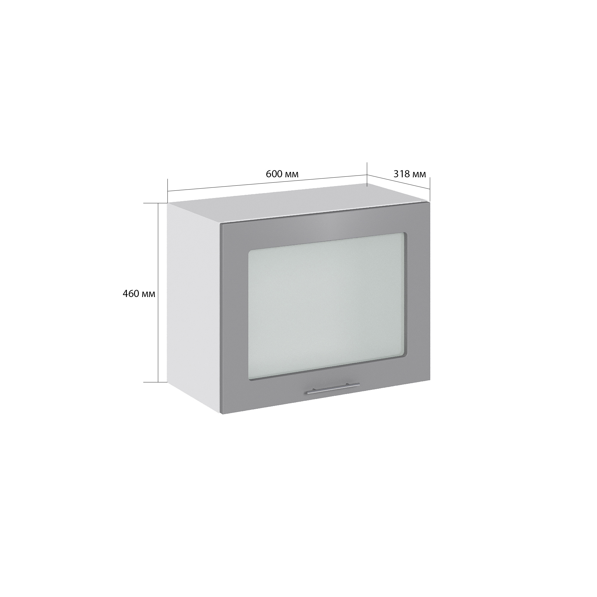 Изображение товара Навесной шкаф со стеклом Валерия 60x46x31,8 см белый и серый