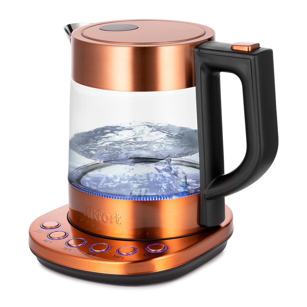Изображение товара Электрический чайник Kitfort КТ-6658 1 л нержавеющая сталь медный цвет