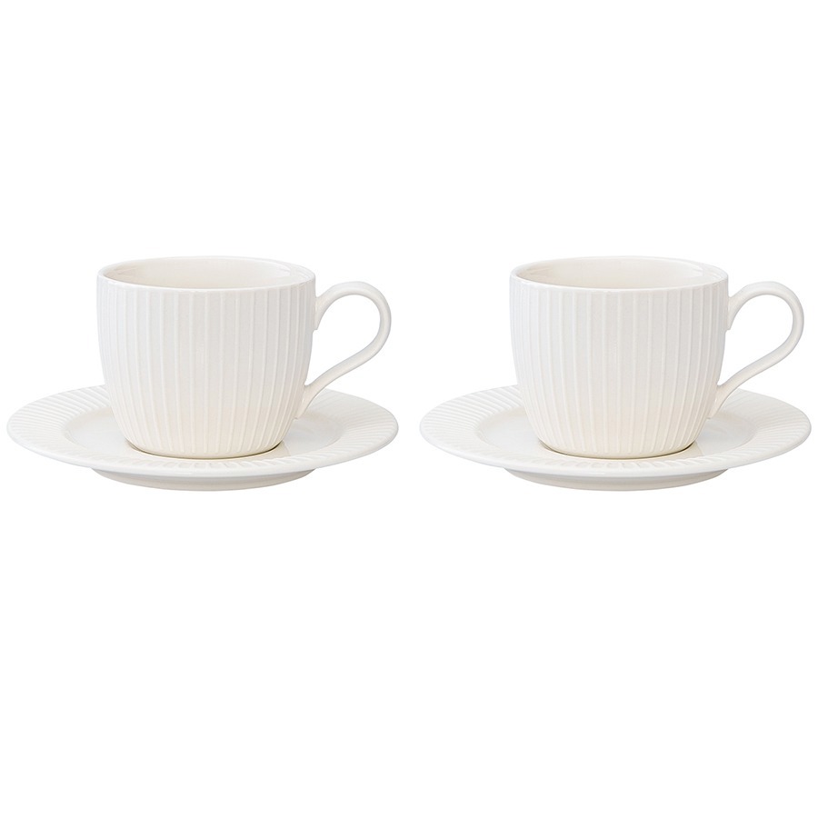 Изображение товара Набор чайных пар из фарфора Soft Ripples 2 шт 250 мл белый LIBERTY JONES