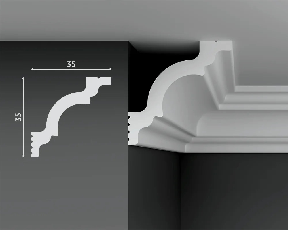Polystyle Плинтус потолочный Decostar PolyStyle SG-A35/35 полистирол, белый ...