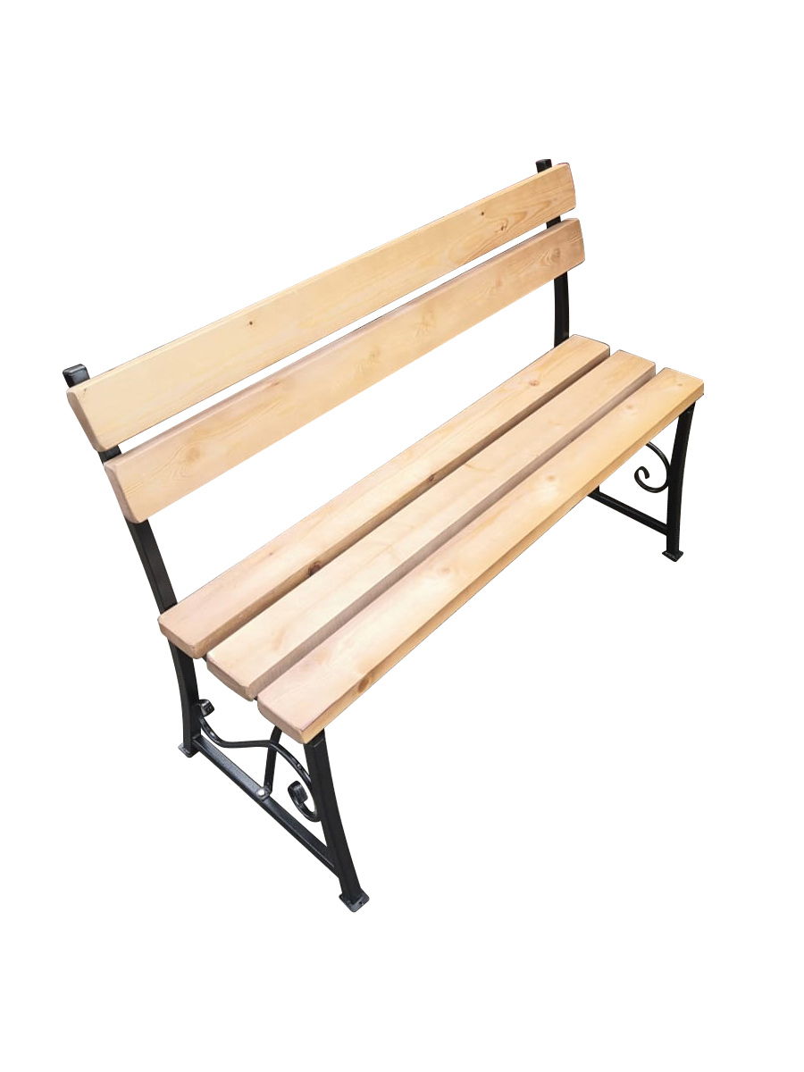 Изображение товара Садовая скамья M-group 150 см черная из металла и дерева для улицы