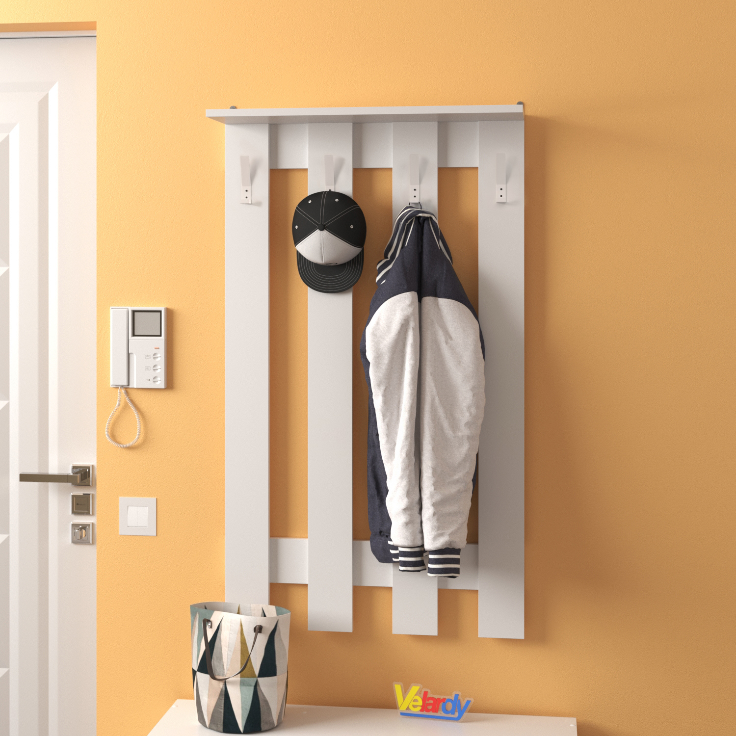 Изображение товара Настенная вешалка Velardy Impiccare Plus 20x115x67 см ЛДСП цвет белый