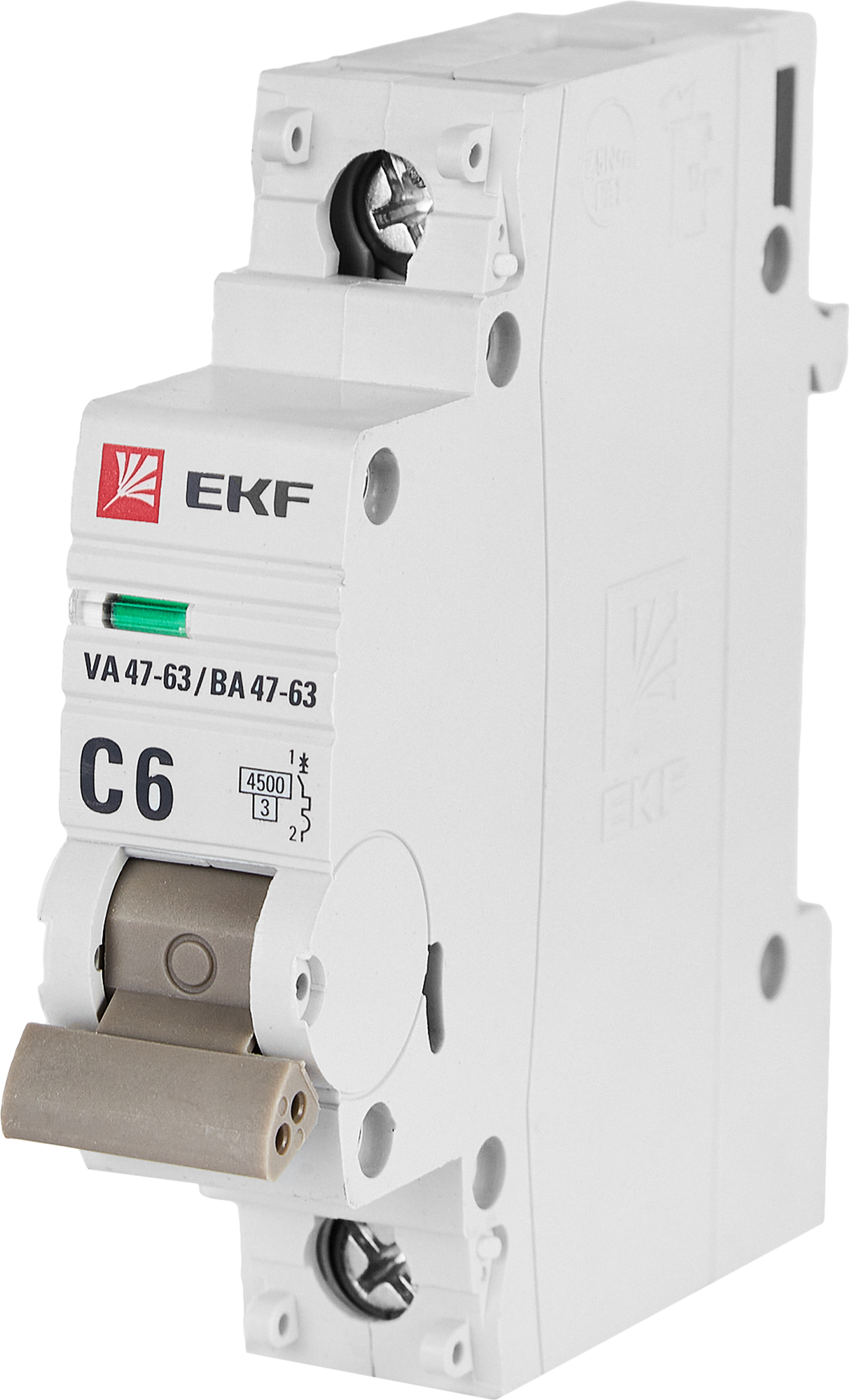 Изображение товара Автоматический выключатель EKF ВА47-63 1P C6 A 4.5 кА