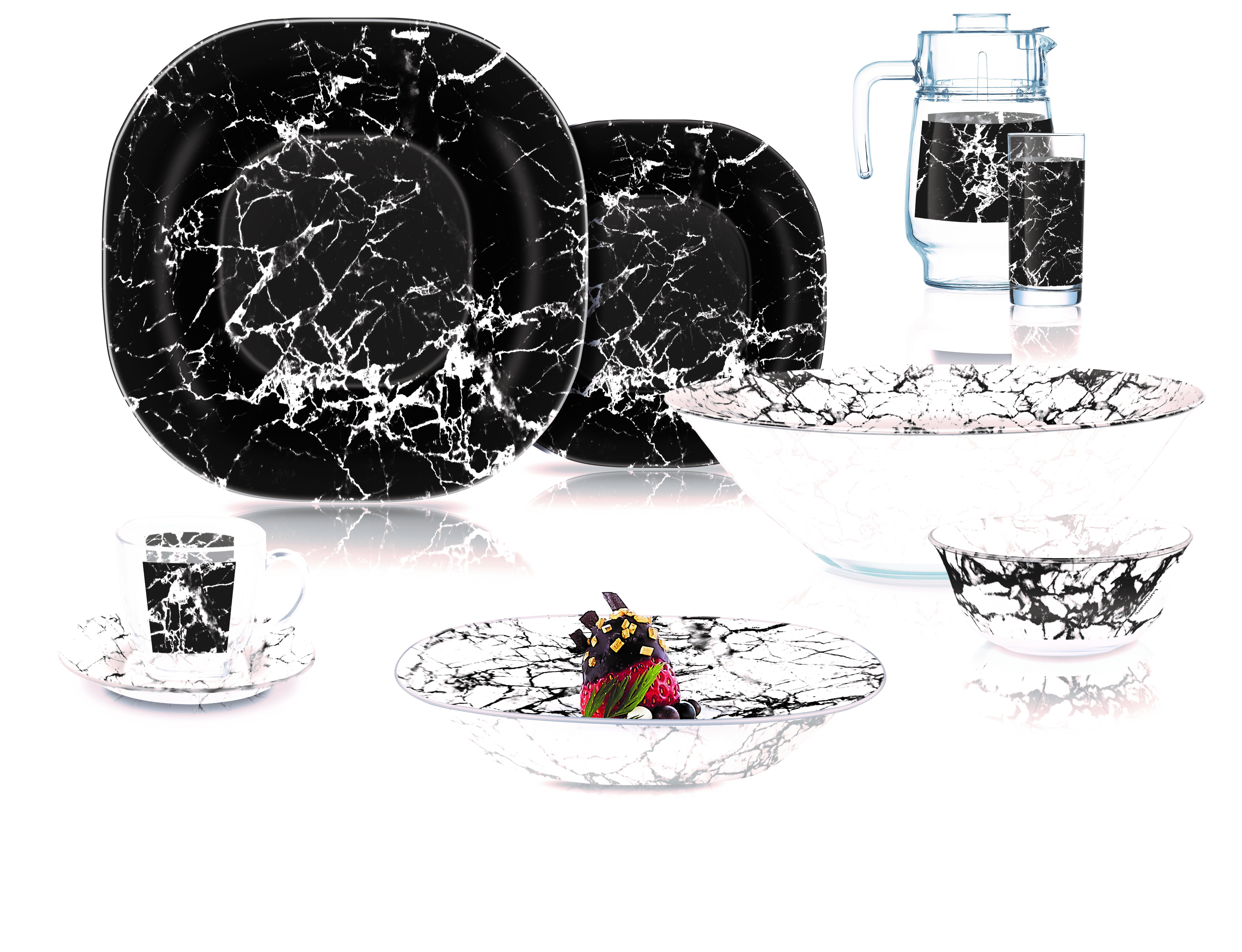 Изображение товара Столовый сервиз 44 предмета 6 персон Luminarc V2709 стекло цвет черный камень