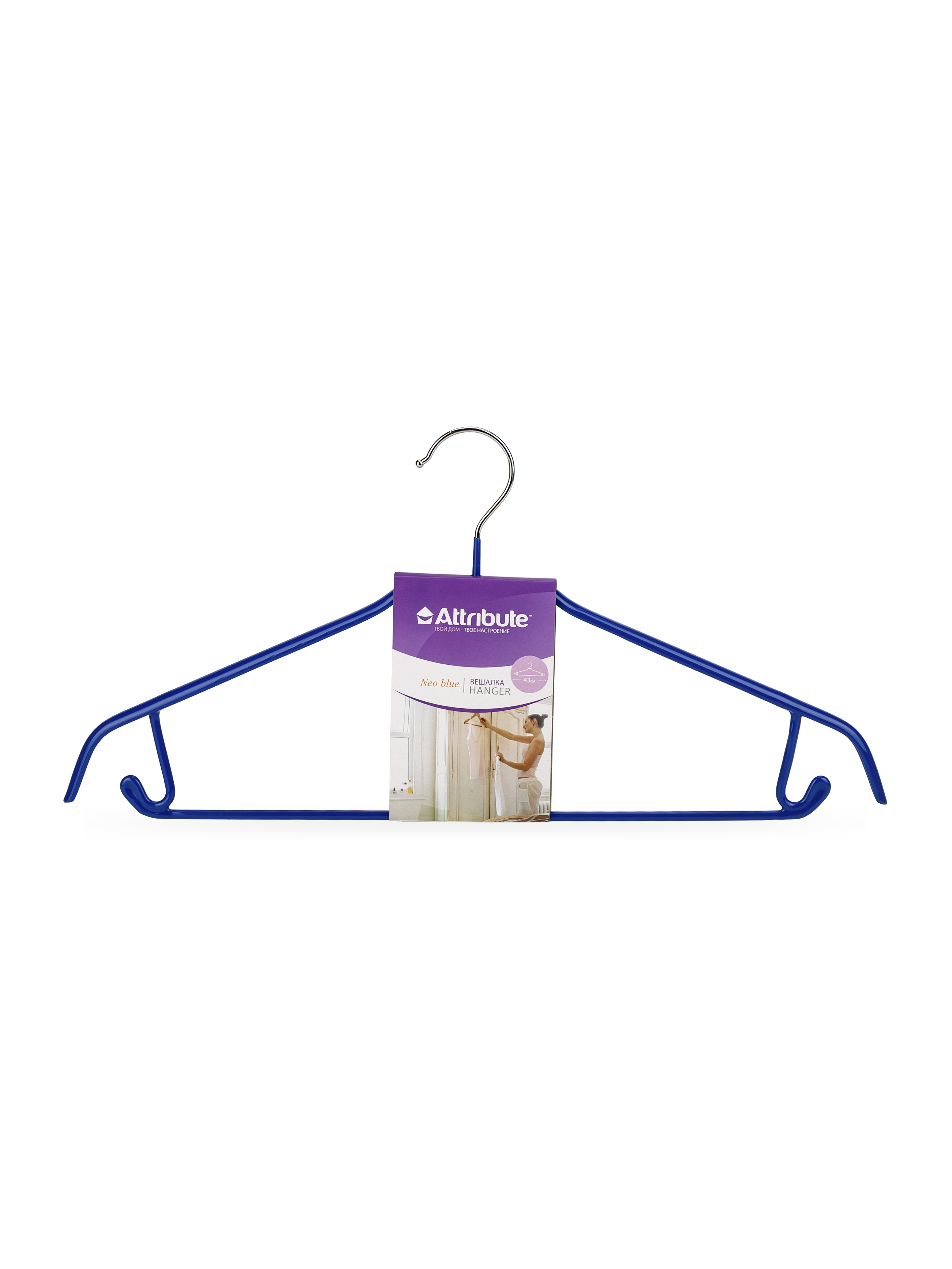 Изображение товара Плечики Attribute hanger 3x25x43 см металл и ПВХ цвет синий Изображение товара Плечики Attribute hanger 3x25x43 см металл и ПВХ цвет синий