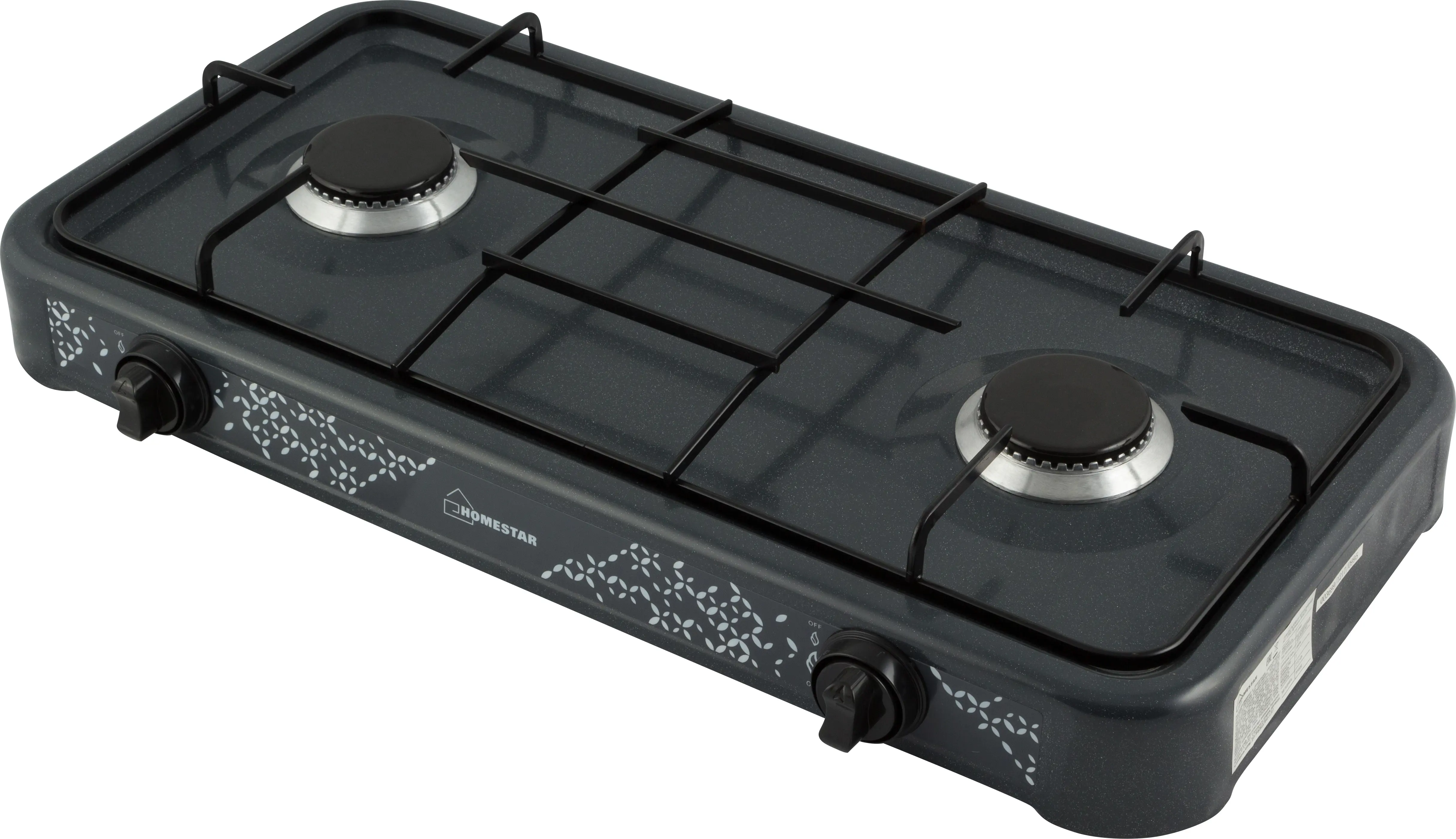Газовая настольная плита Homestar HS-1202 59 см 2 конфорки цвет черный - 1