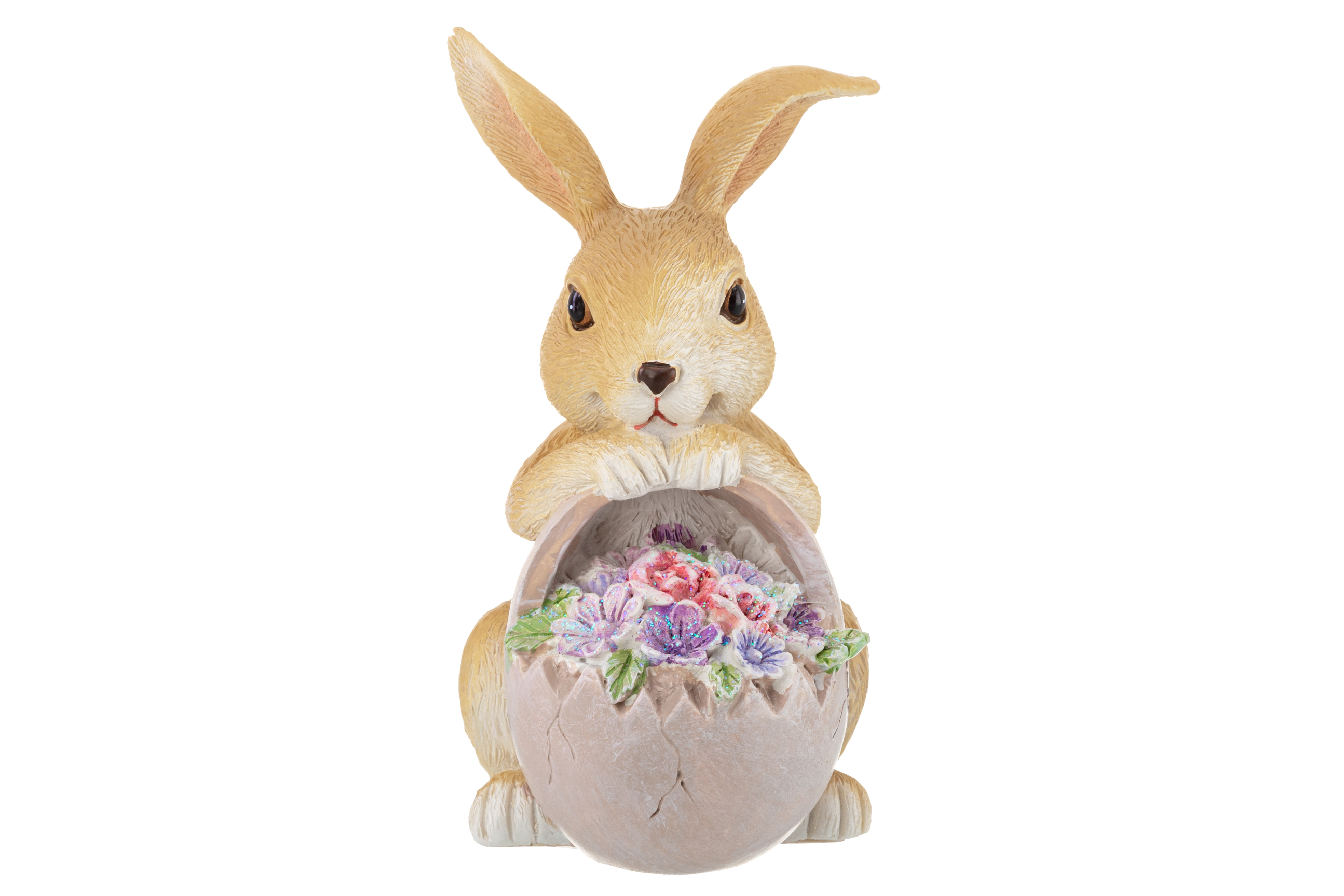 Изображение товара Фигурка декоративная "Кролик с корзиной цветов" 8x6x11.5 см
