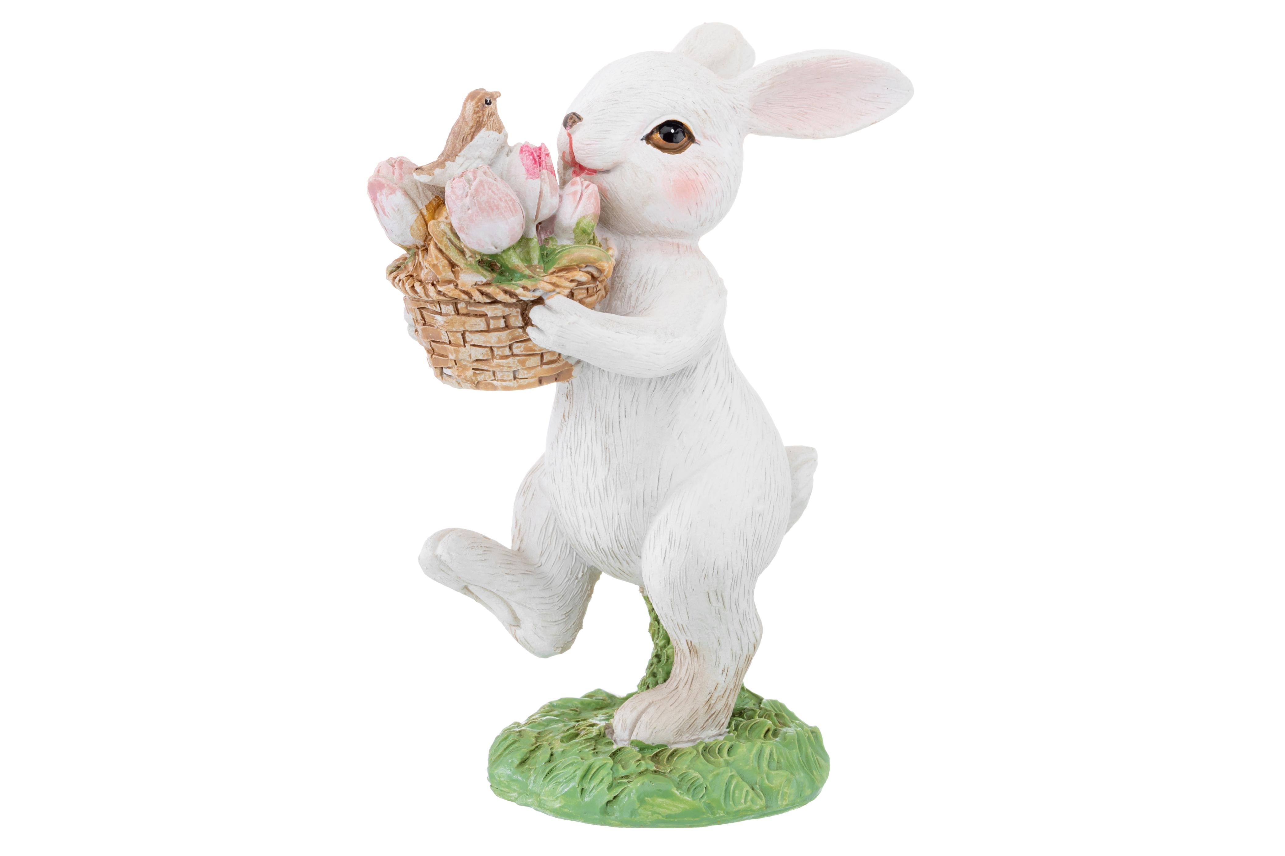 Изображение товара Фигурка декоративная "Кролик с корзинкой тюльпанов" 8x5.5x11.5 см