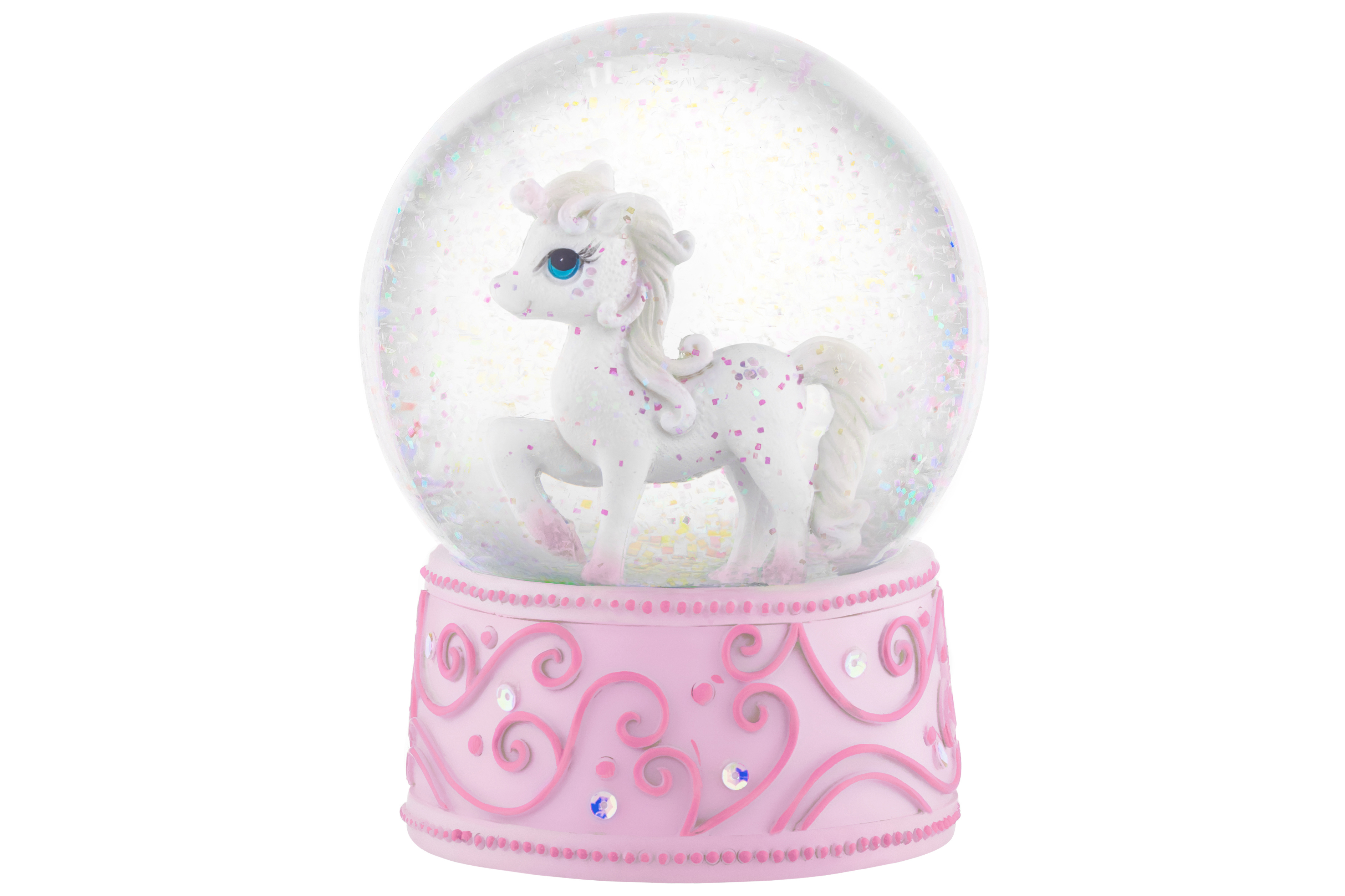 Изображение товара Фигурка декоративная "Стеклянный шар с единорогом" розовая подставка 10x10x13.5 см