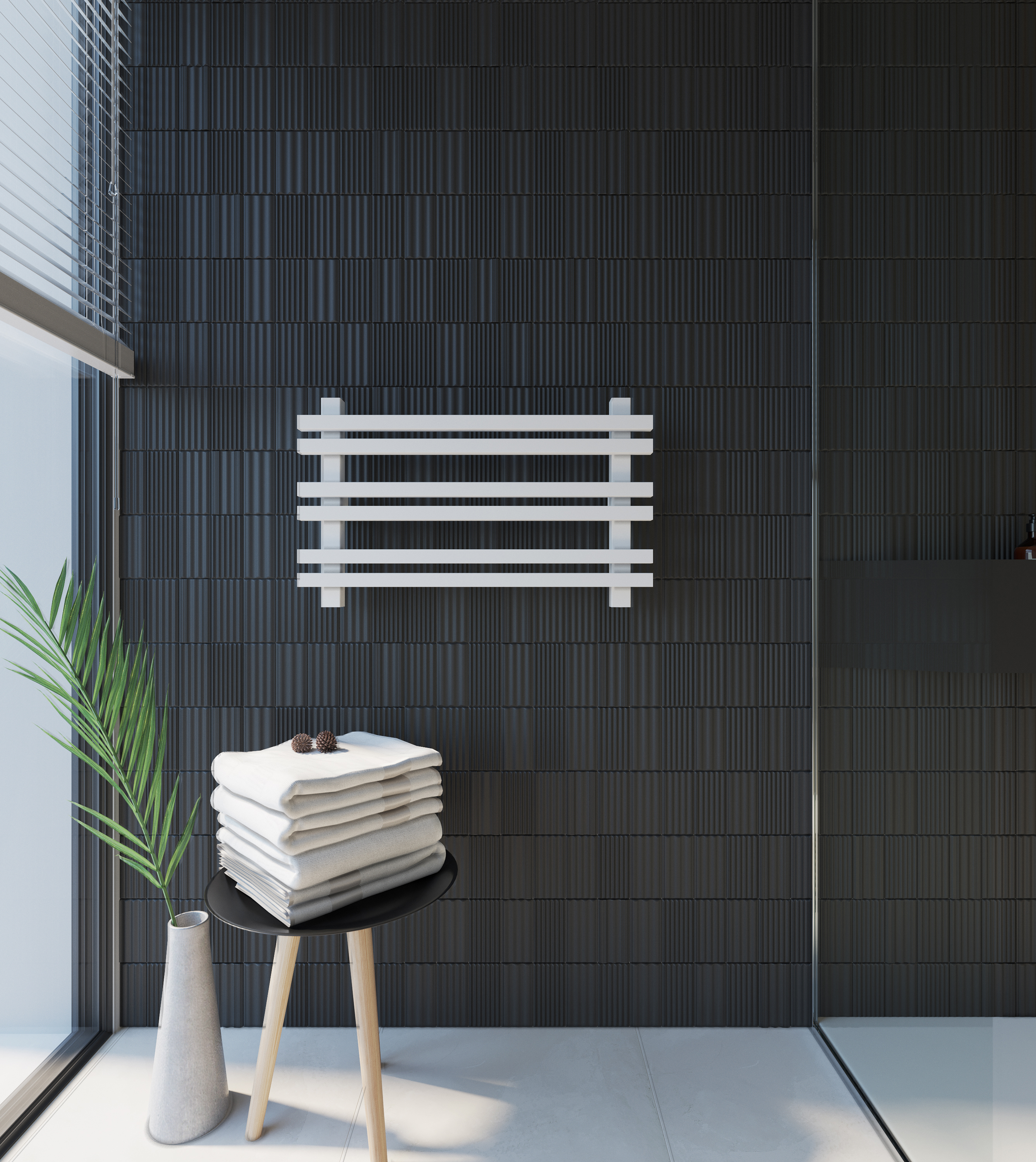 Изображение товара Электрический полотенцесушитель АТОМ 902x544 мм 125 Вт с терморегулятором белый