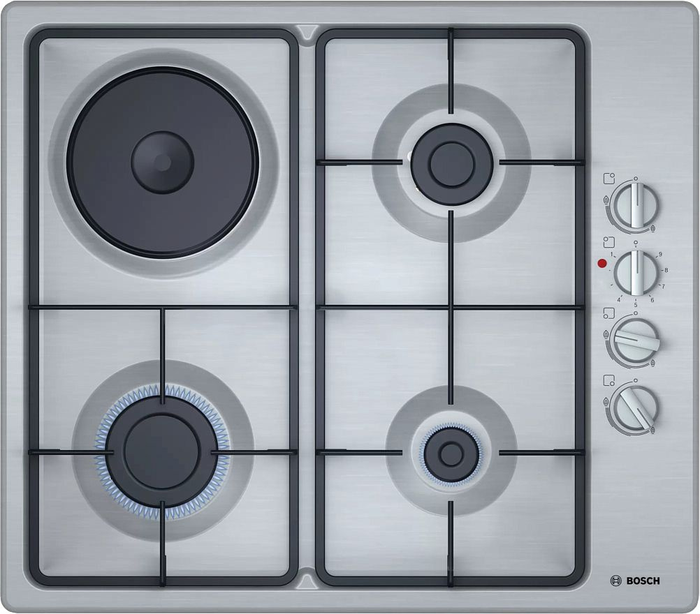 Изображение товара Газовая варочная панель Bosch PBY6C5B62O 4 конфорки нержавеющая сталь