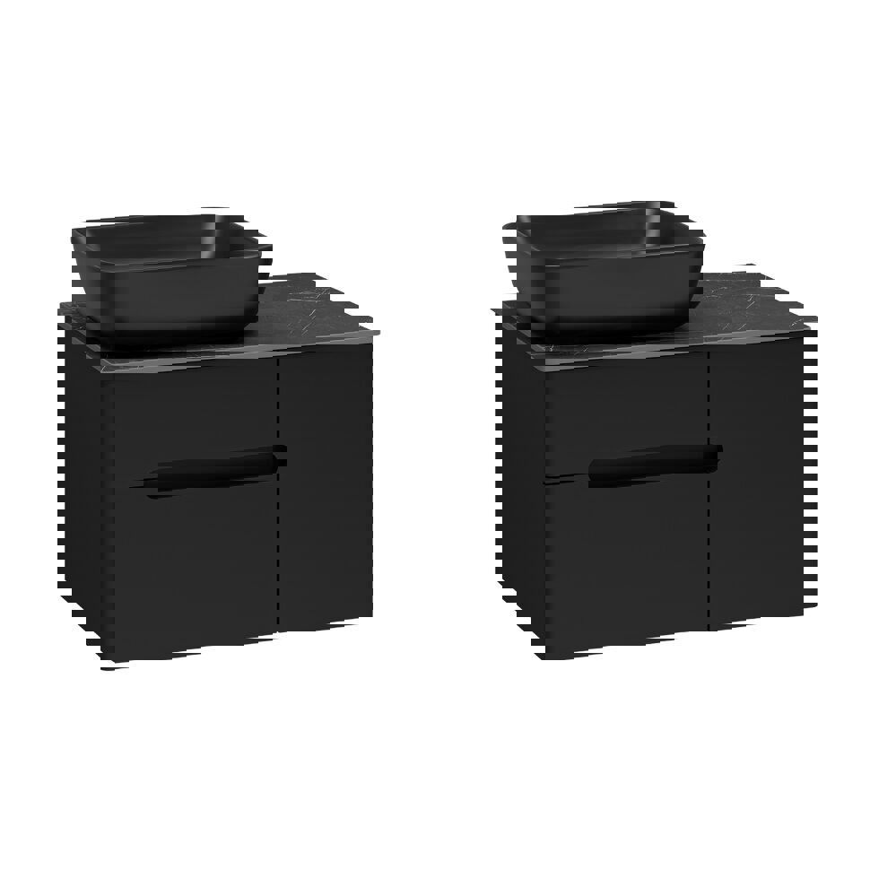 Изображение товара Комплект мебели для ванной комнаты Misty 80 см черный раковина тумба столешница