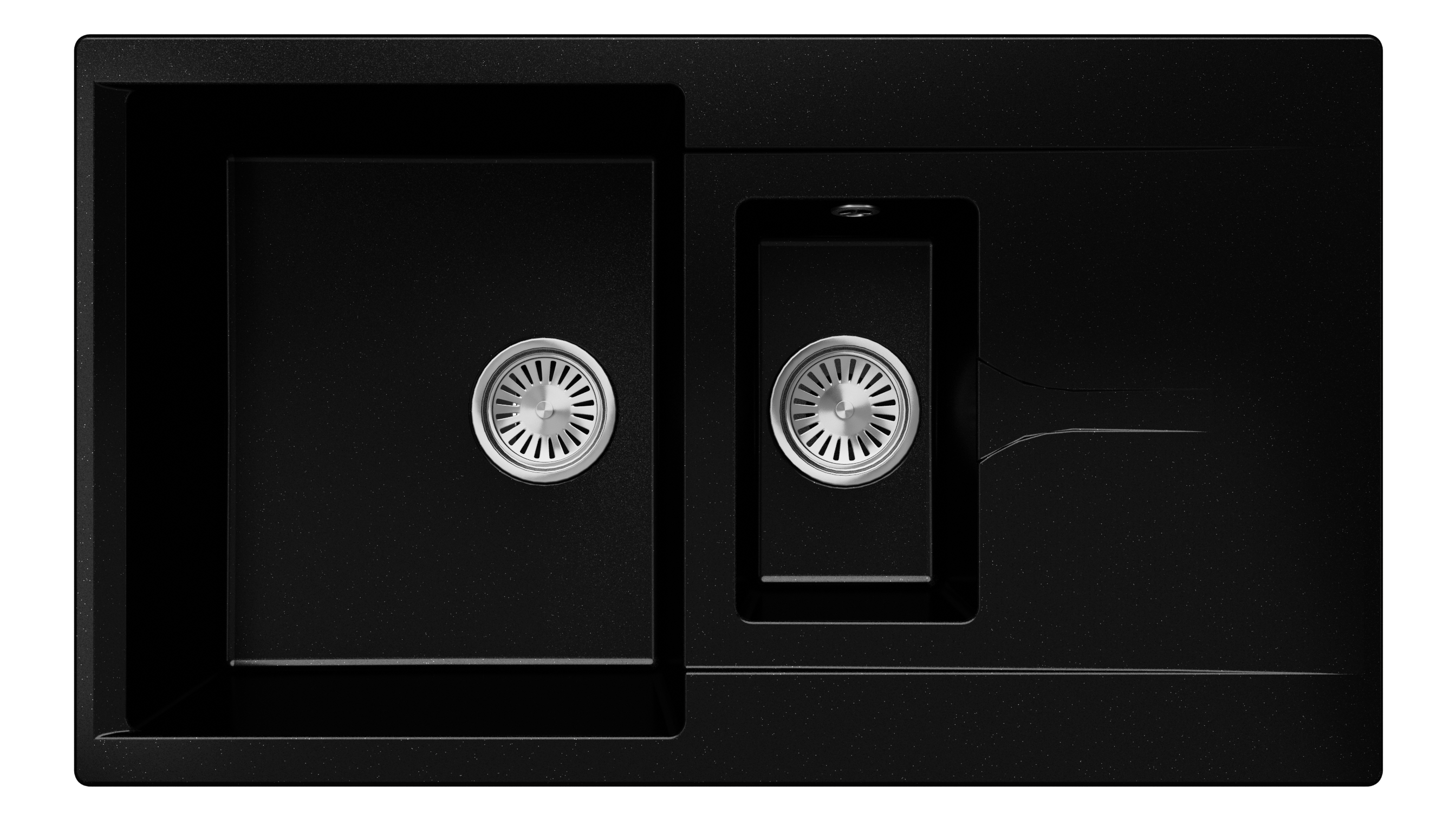 Изображение товара Мойка для кухни Polygran Brig 870 врезная черная с двумя чашами и крылом 50x87 см