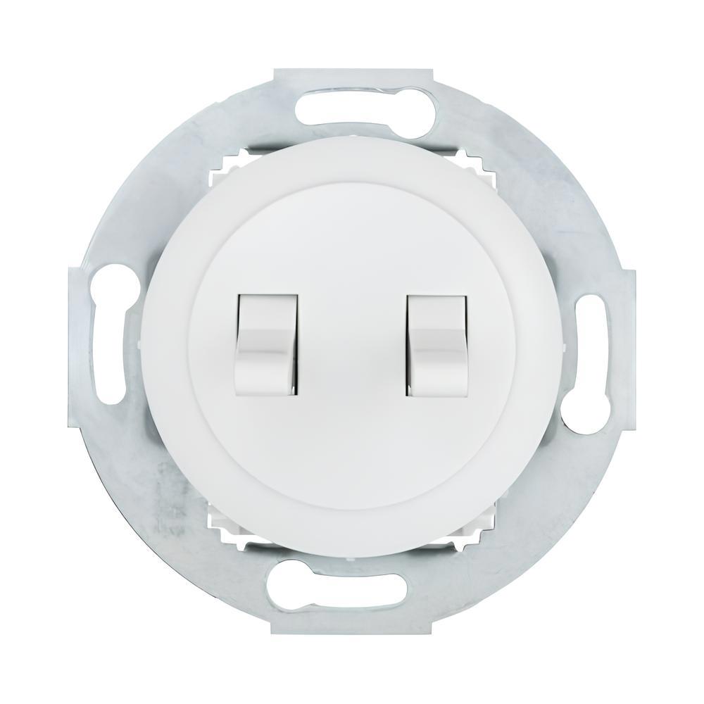 Изображение товара Встраиваемый переключатель Экопласт LK Vintage 882404-1 2 клавиши белый надежный