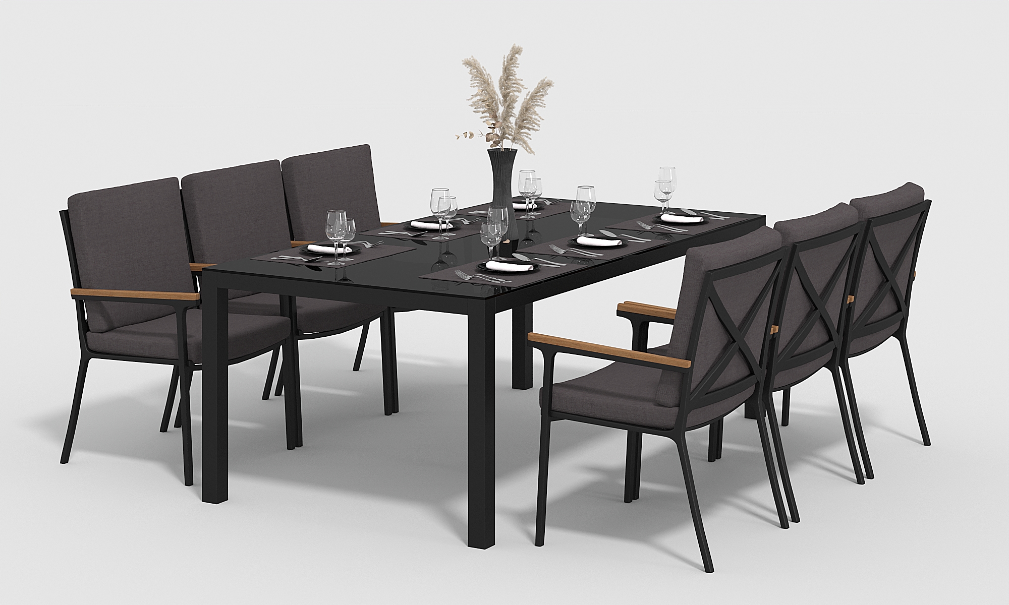 Изображение товара Садовая мебель для обеда Gardenini Calma алюминий темно-серый 7 предметов