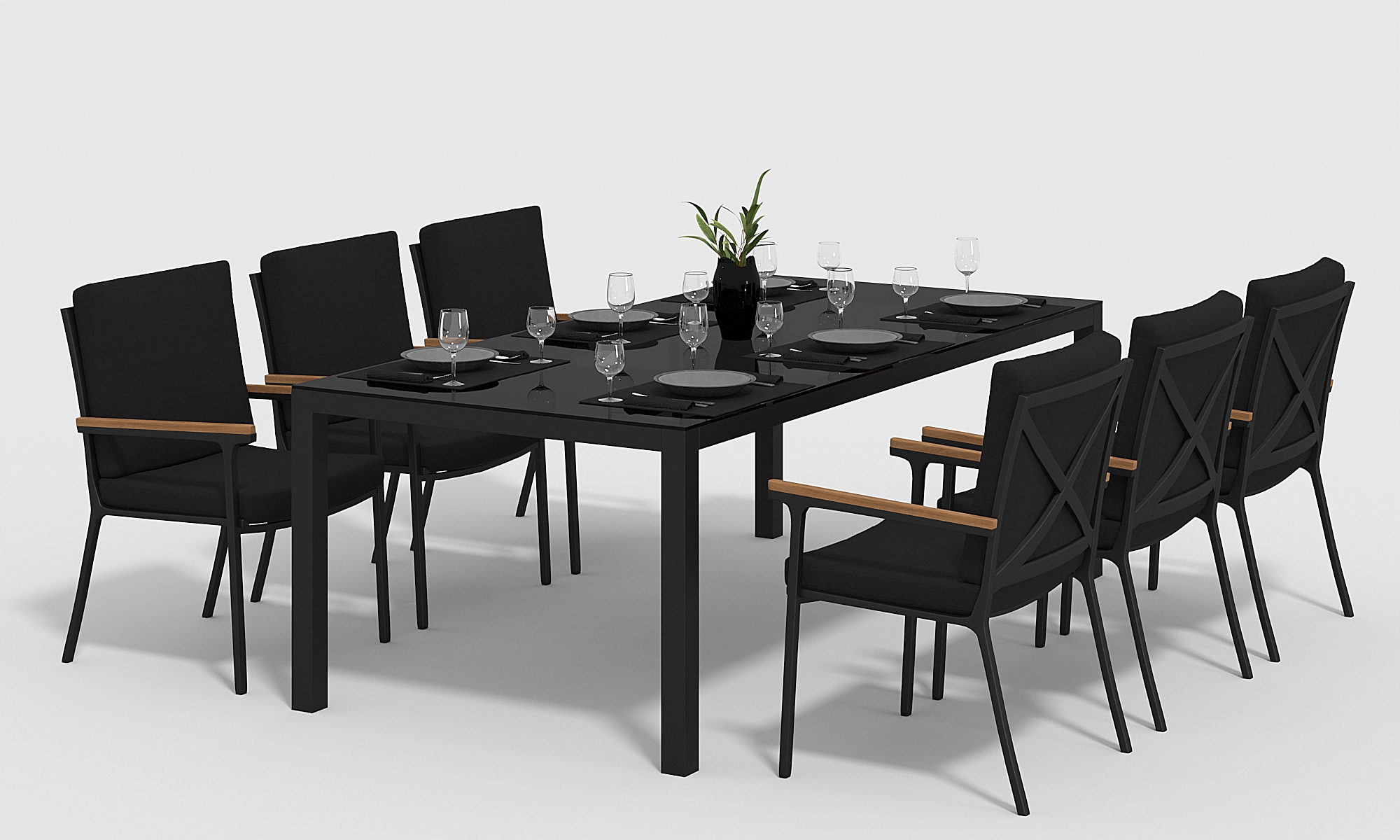 Изображение товара Садовая мебель Gardenini Calma, алюминий, черный, 7 предметов