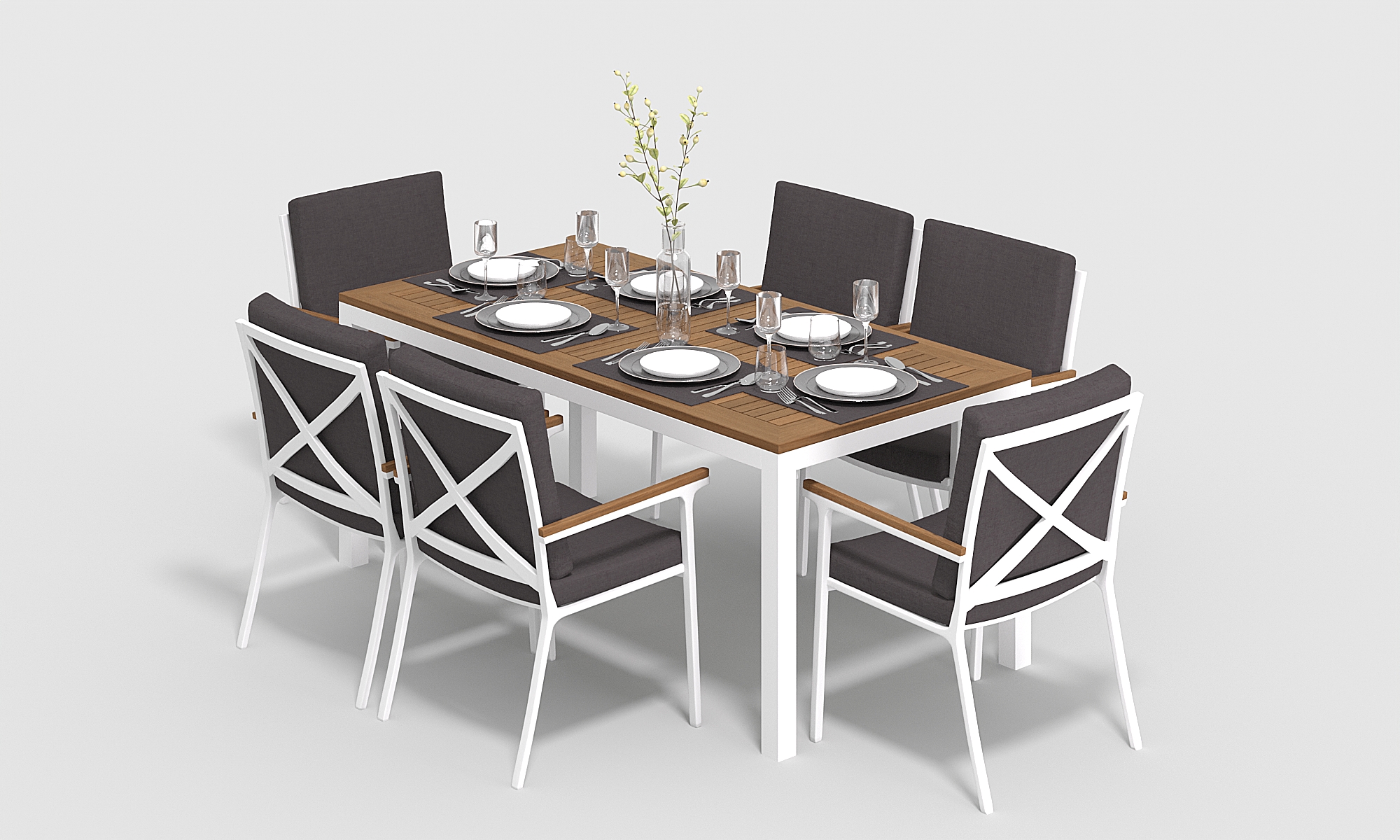 Изображение товара Садовая мебель для обеда Gardenini Bella алюминий цвет белый/антрацит 7 предметов