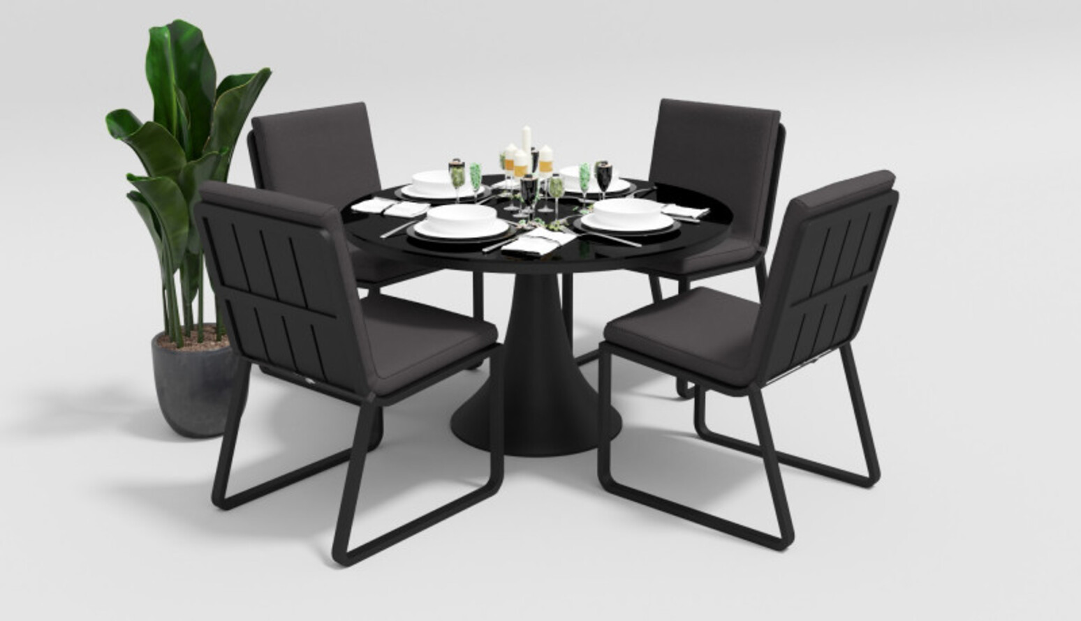 Изображение товара Садовая мебель Gardenini Voglie Round, алюминий, 5 предметов