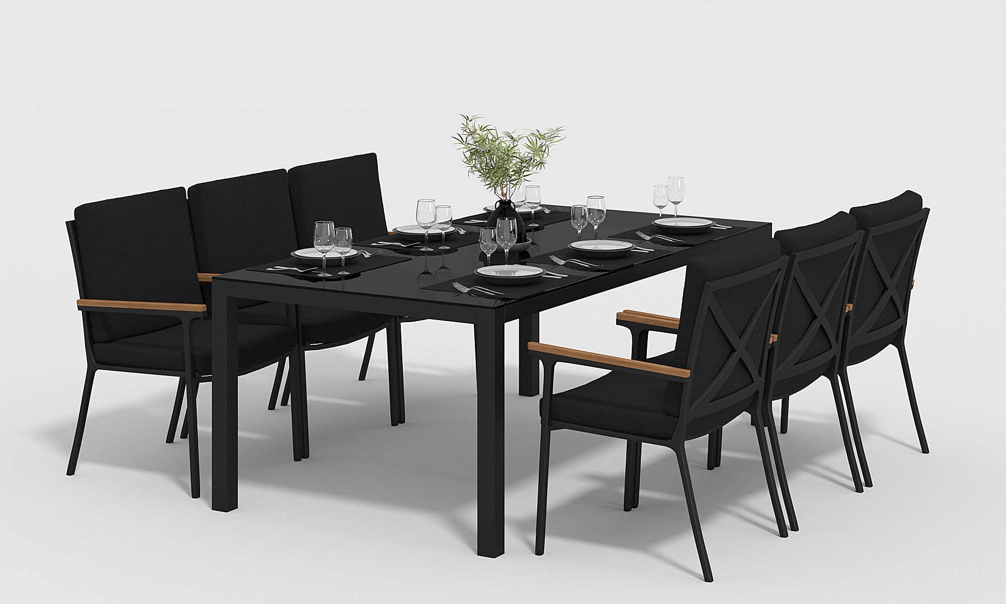 Изображение товара Садовая мебель для обеда Gardenini Calma алюминий цвет темно-серый 7 предметов