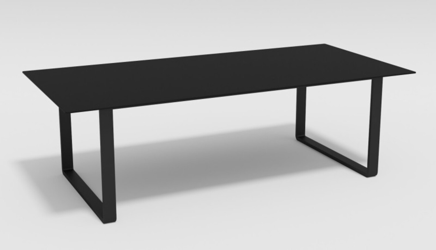 Изображение товара Нераздвижной садовый стол Gardenini VOGLIE 220x105 см из алюминия с черным стеклом