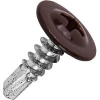 Изображение товара Саморезы по металлу с пресс-шайбой со сверлом оцинкованные RAL 8017 4.2x13 32 шт.