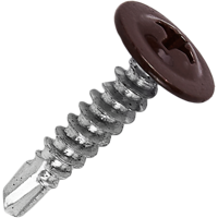 Изображение товара Саморезы по металлу с пресс-шайбой со сверлом оцинкованные RAL 8017 4.2x19 24 шт.