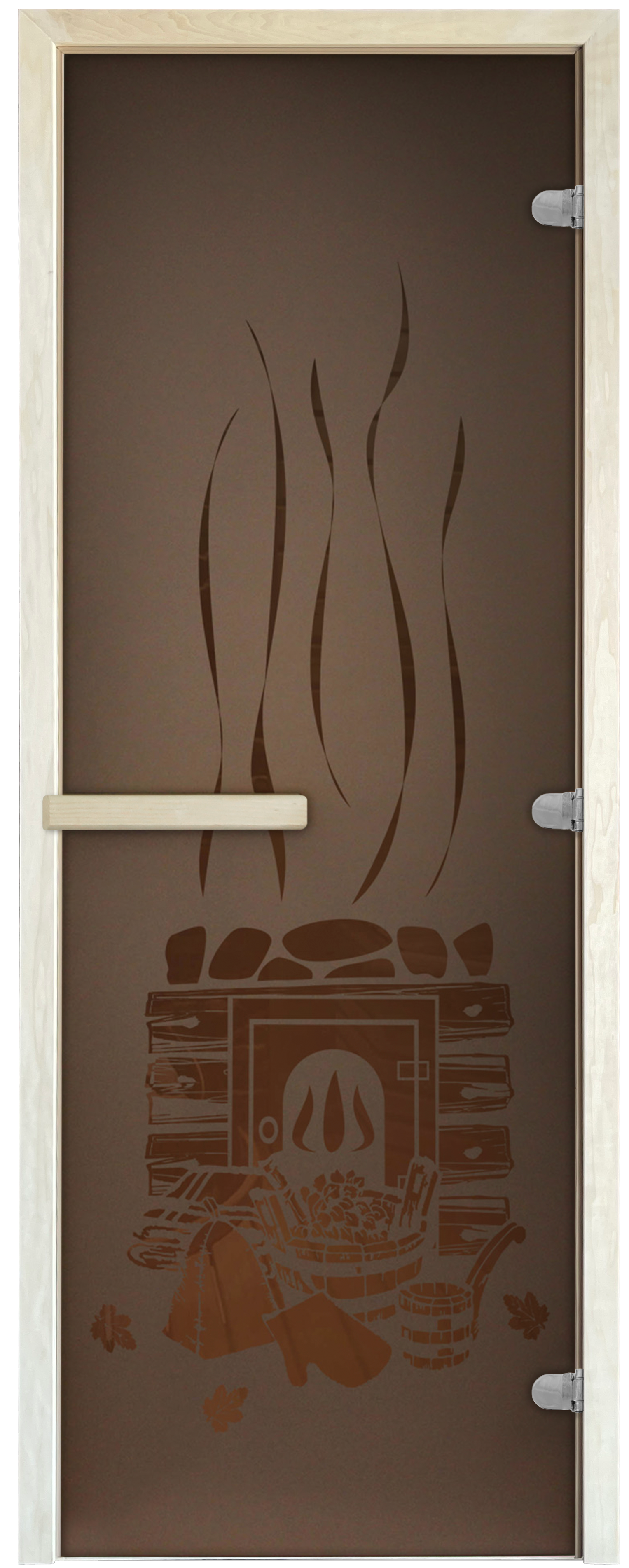 Изображение товара Дверь для сауны стеклянная с магнитным замком Стандарт печка 189x69 см двусторонняя