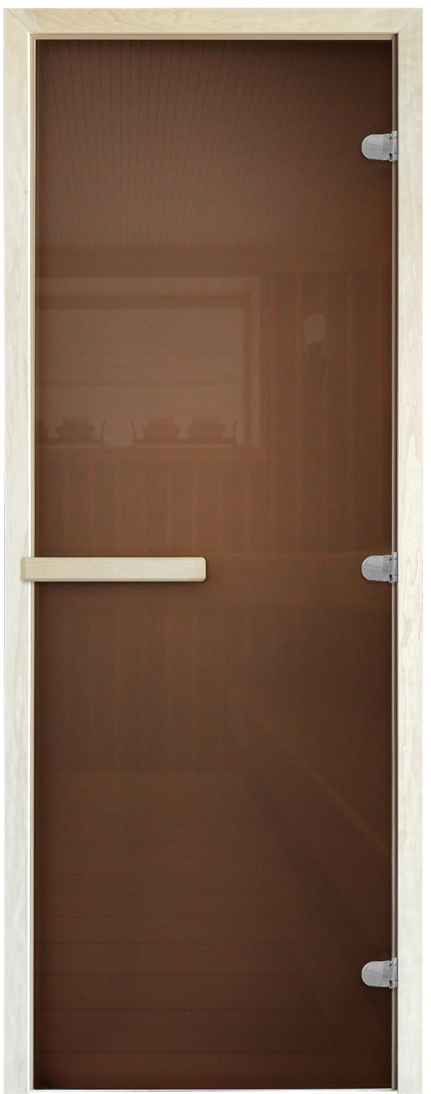 Изображение товара Дверь для бани Стандарт Стеклянная бронзовая 8 мм Осина