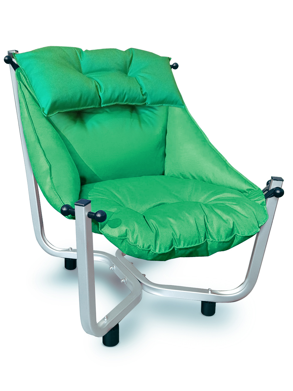 Изображение товара Кресло садовое с подушкой и подголовником KNZ зеленое/серебро