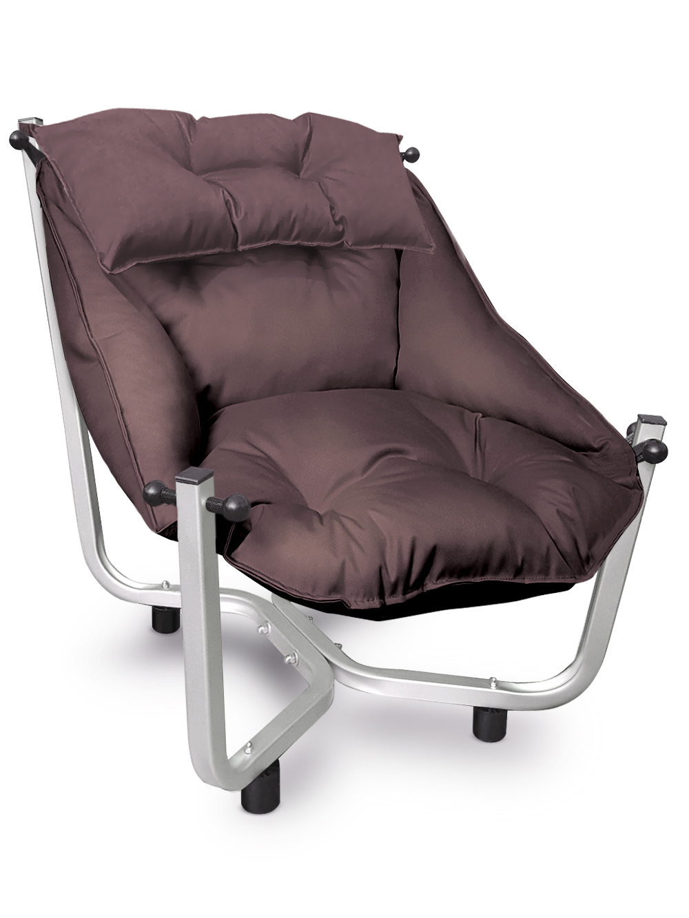 Изображение товара Кресло садовое Отдых KNZкоричневый (шоколад)/серебро/подголовник Кресло для отдыха 74 см x 80 см x 87 см сталь/ПВХ коричневый