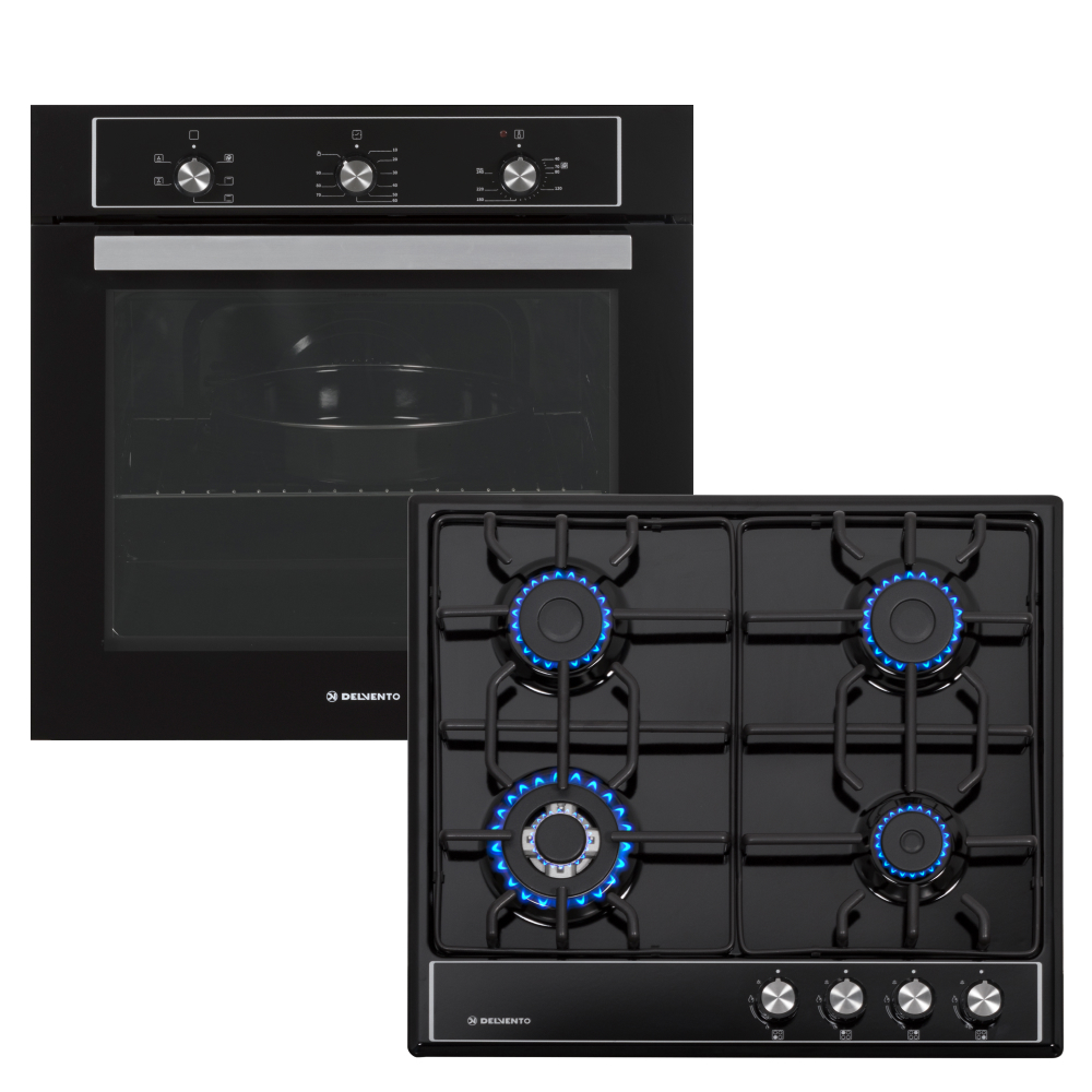 Изображение товара Комплект бытовой техники V66V41B01 от DELVENTO газовая плита и духовой шкаф черное исполнение