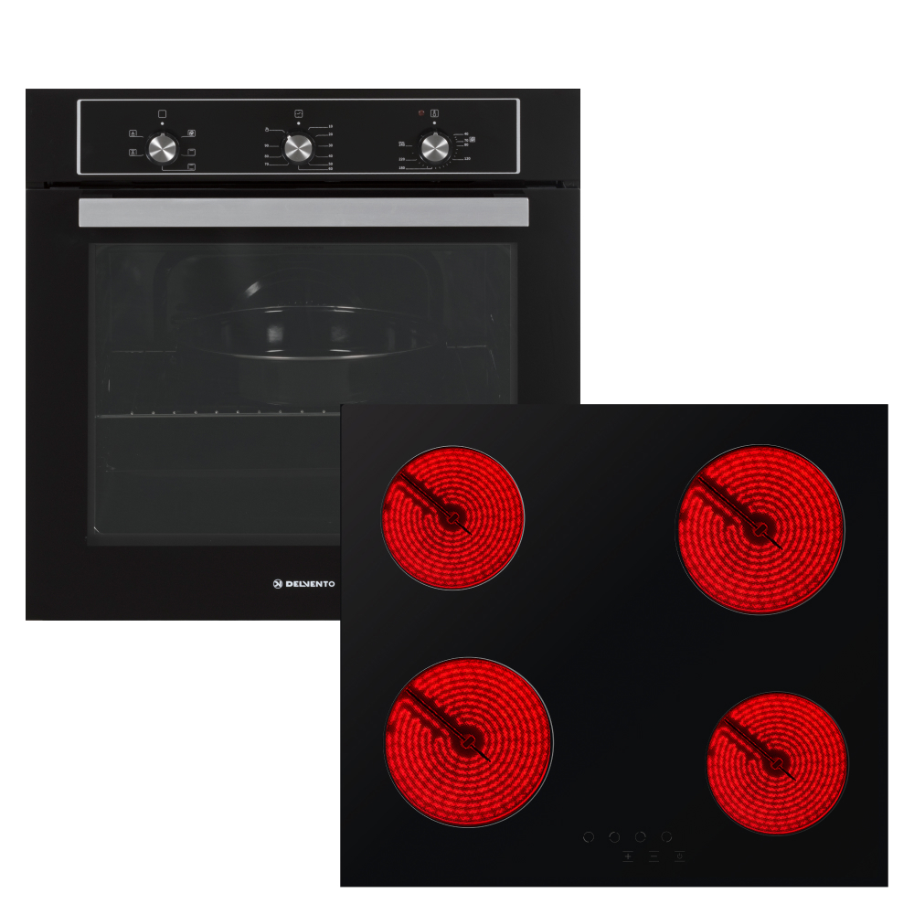 Изображение товара Комплект бытовой техники Delvento V66D14SB01 варочная панель и духовой шкаф 60 см черное стекло