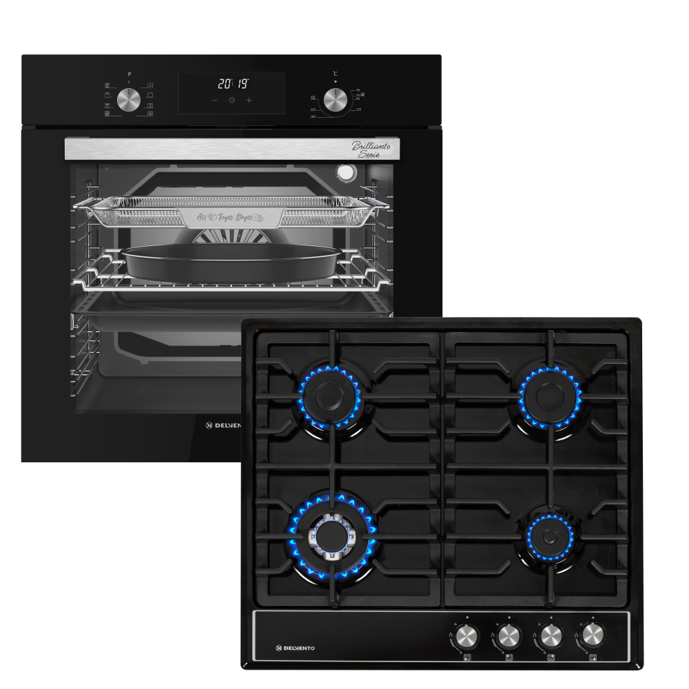Изображение товара Комплект бытовой техники DELVENTO V66V41SB11 с газовой варочной панелью и духовым шкафом 80л черный