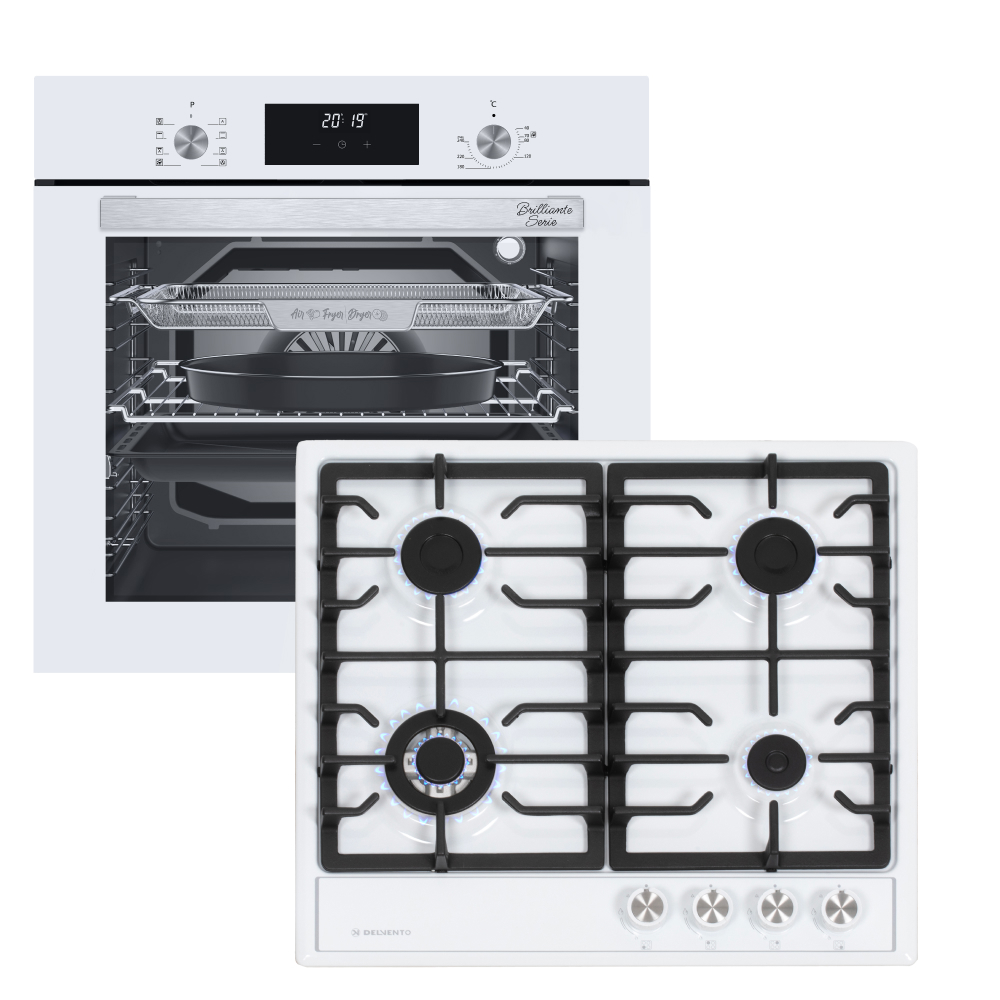 Изображение товара Комплект бытовой техники V66V41CW11 белый от DELVENTO - варочная панель и духовой шкаф