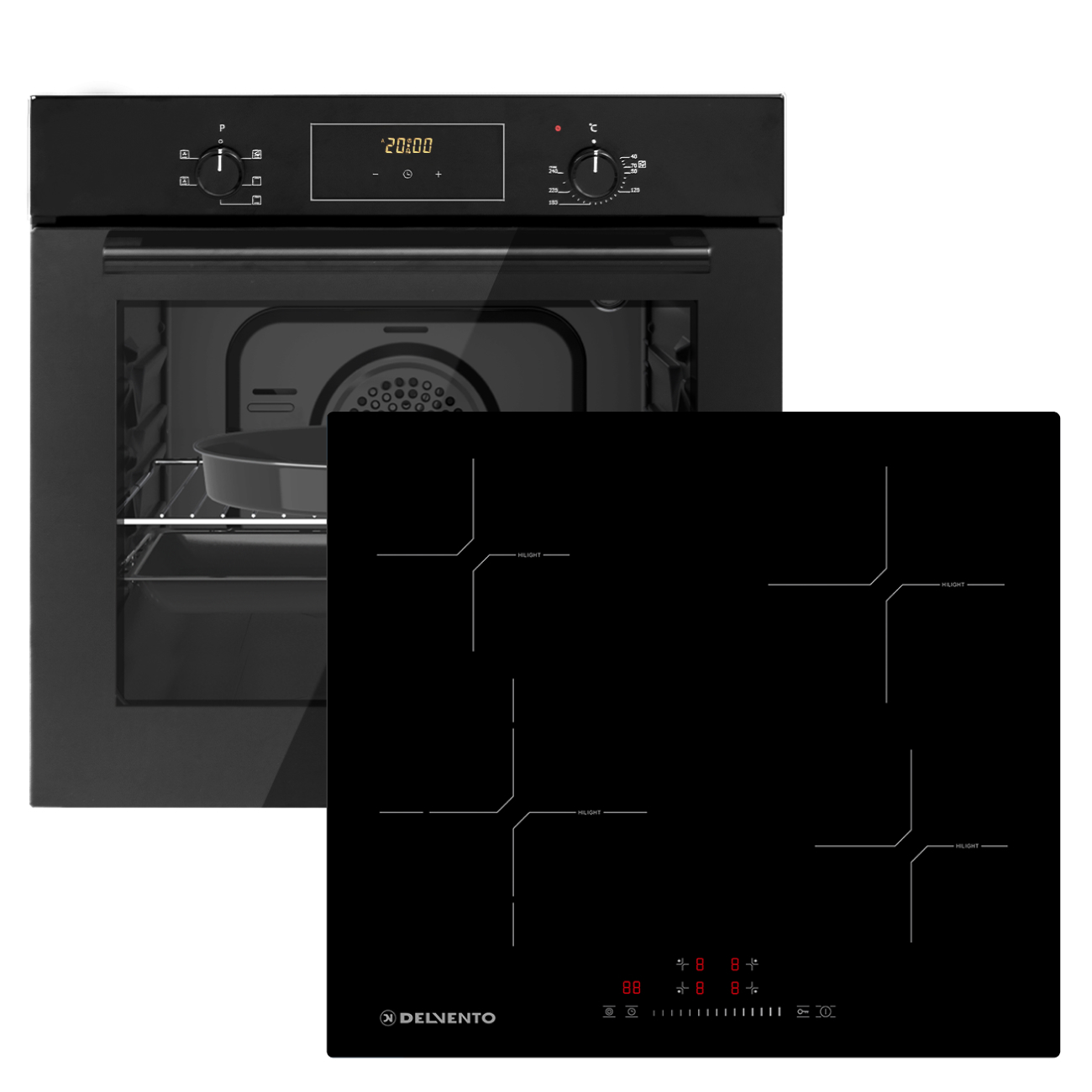 Изображение товара Комплект бытовой техники DELVENTO V66D24SB00 с варочной панелью и духовкой черный
